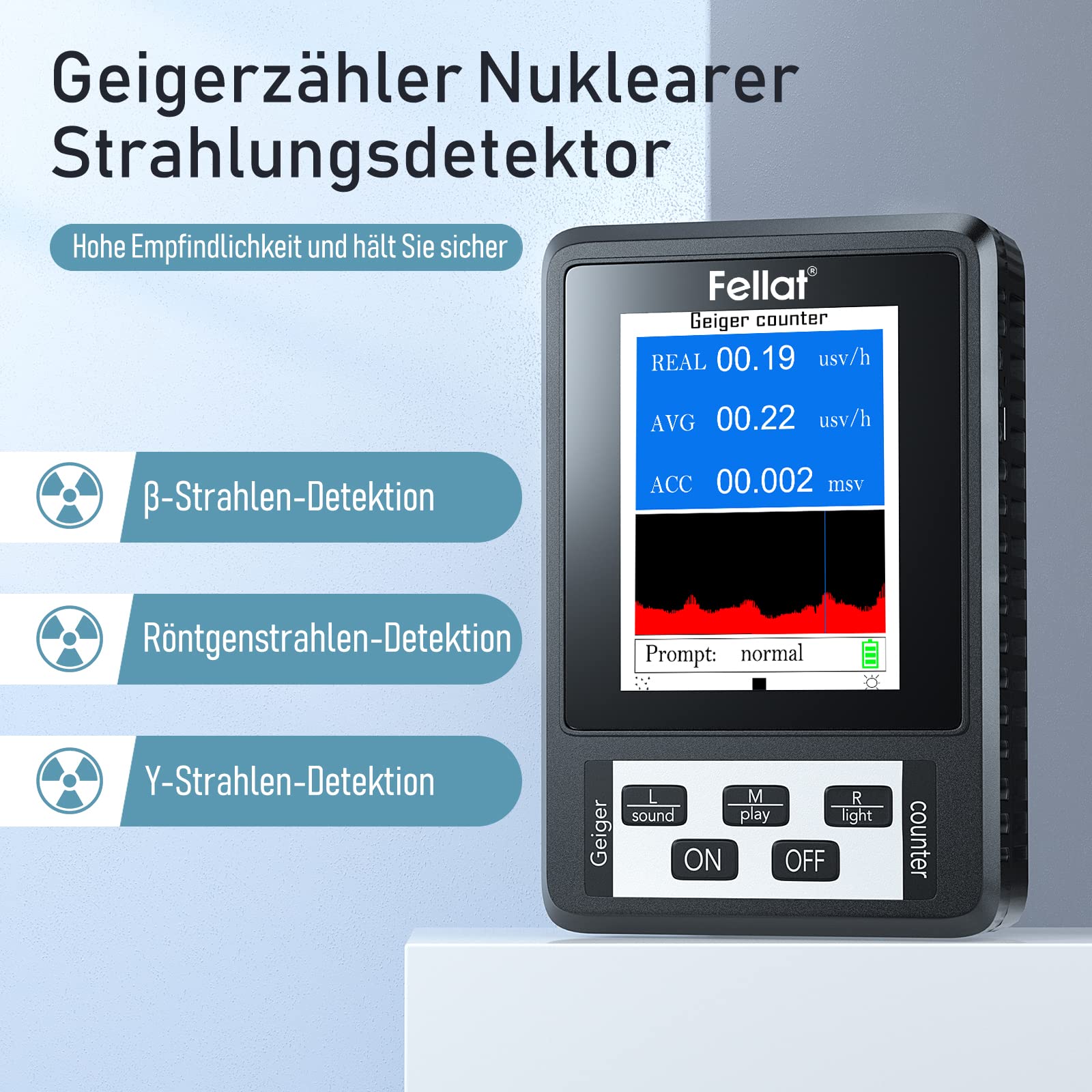 Geiger Counter FELLAT - Professional Radiation Detector with LCD Display