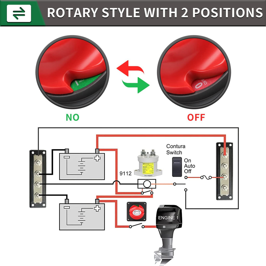 300A Battery Disconnect Switch Main Power Cut Off Switch for Boat Car Marine - Black