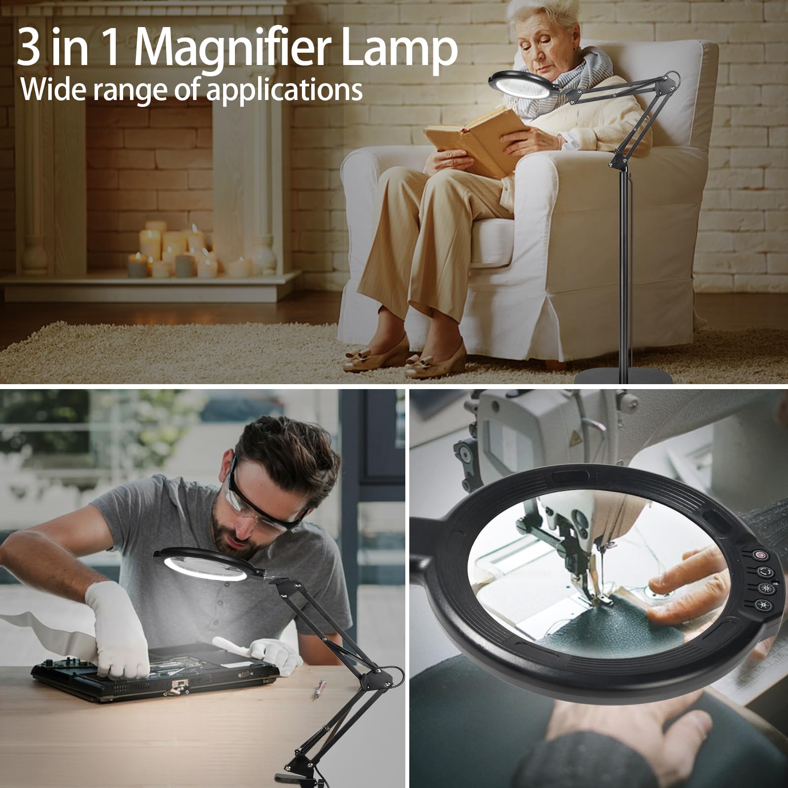 GABORISH 10x Standing Magnifier with 54 LED Lamp – Flexible Neck