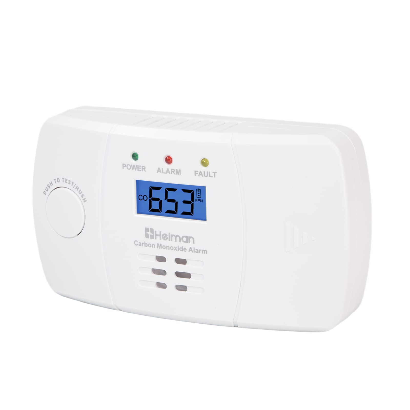 HEIMAN Carbon Monoxide Detector LCD Display 10-Year Lifespan - Replaceable Battery
