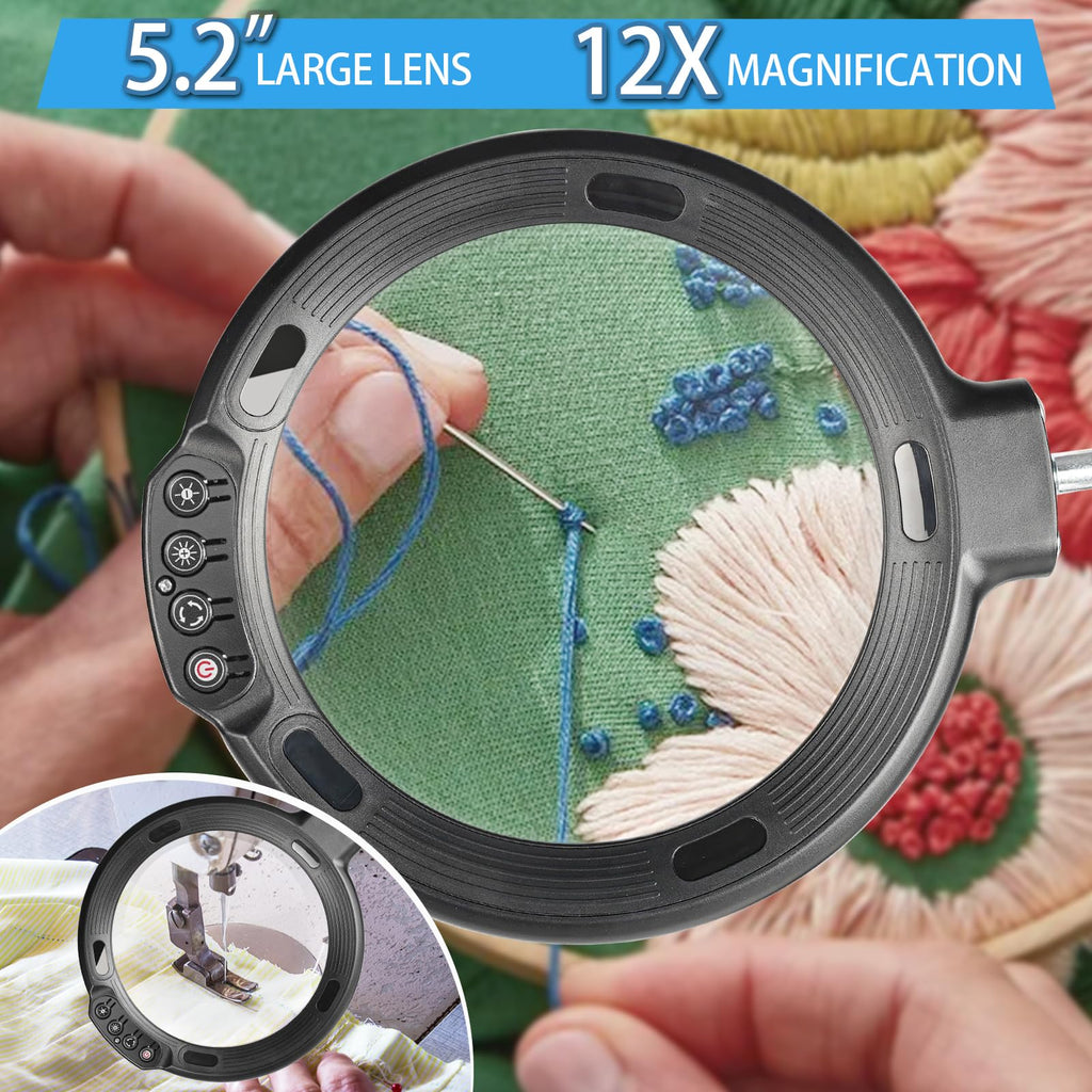 GABORISH 10x Standing Magnifier with 54 LED Lamp – Flexible Neck