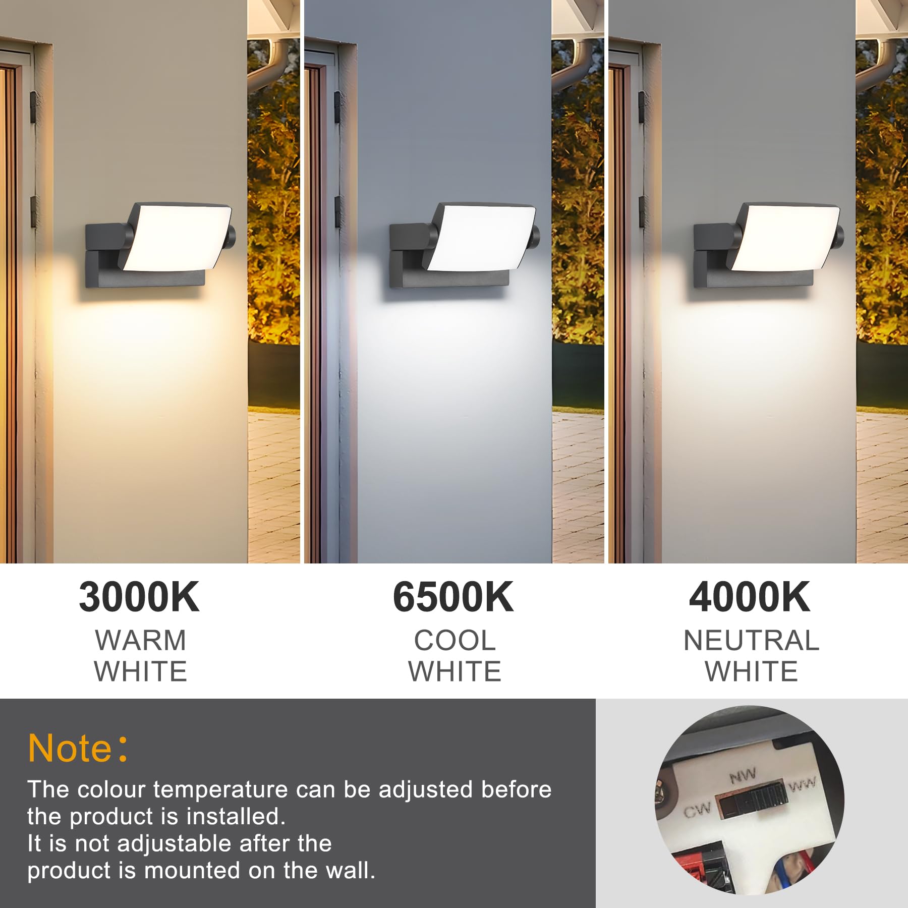 SANSHI 12W Waterproof Wall Lamp 3 Colors – Dark Grey