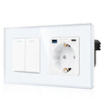 Light Switch with Schuko Socket and USB Ports Modern Flush-Mounted – Black