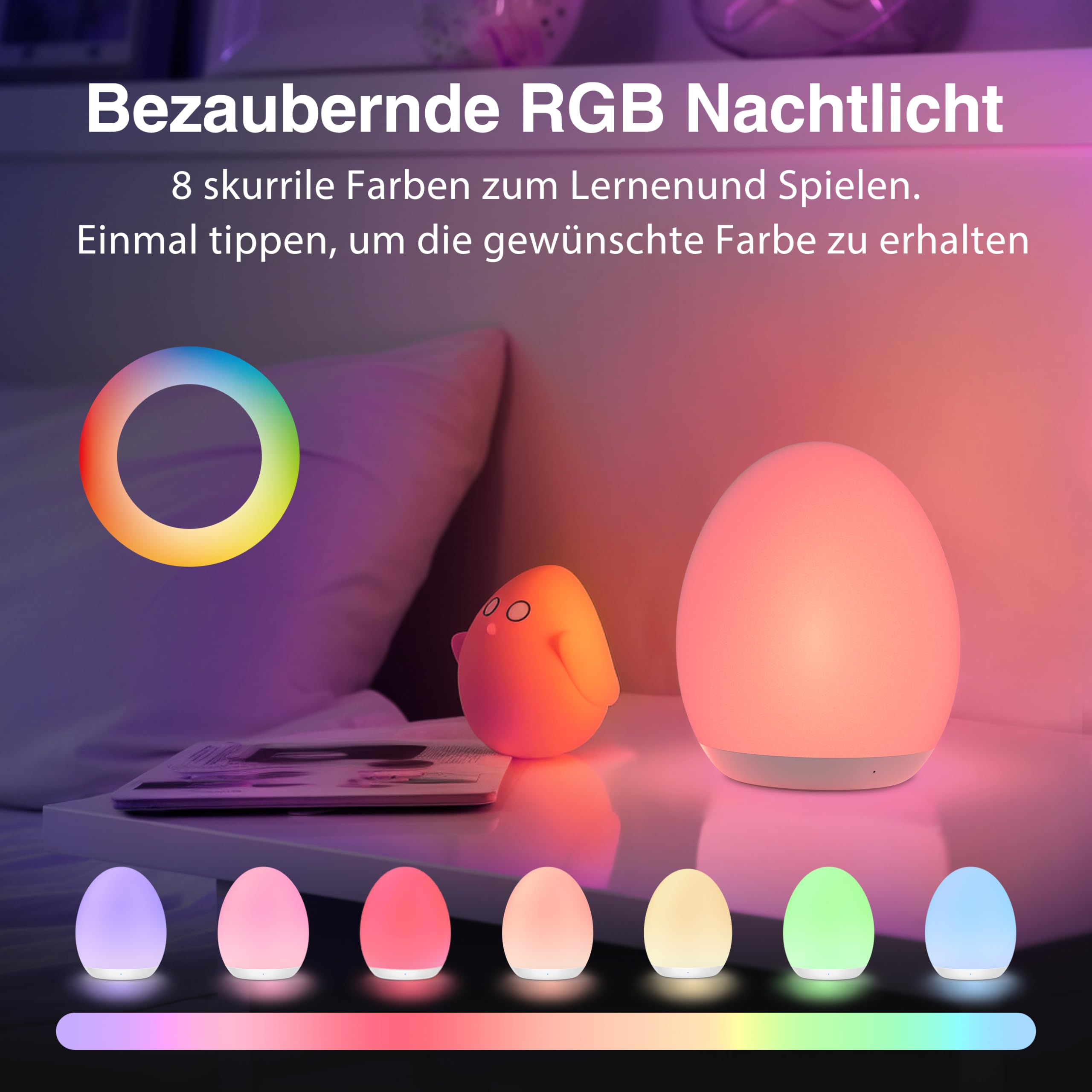 Children's Night Light 8 Colors – White