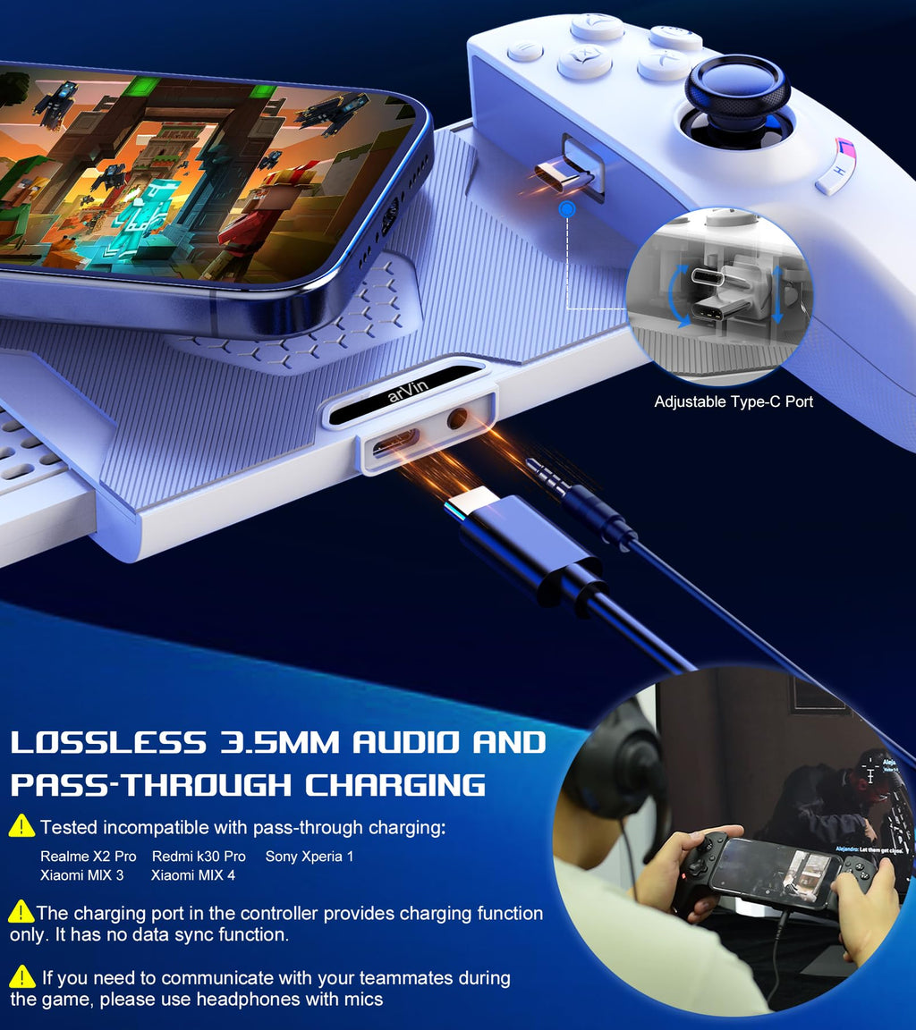 Mobile Game Controller for Android iPhone USB-C – Black