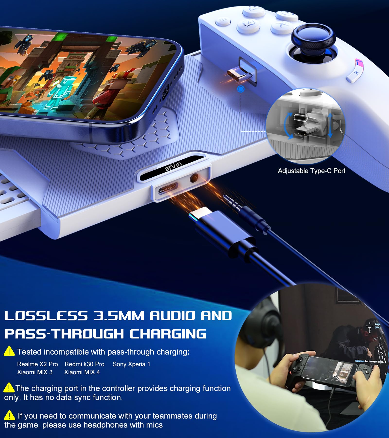 Mobile Game Controller for Android iPhone USB-C – Black