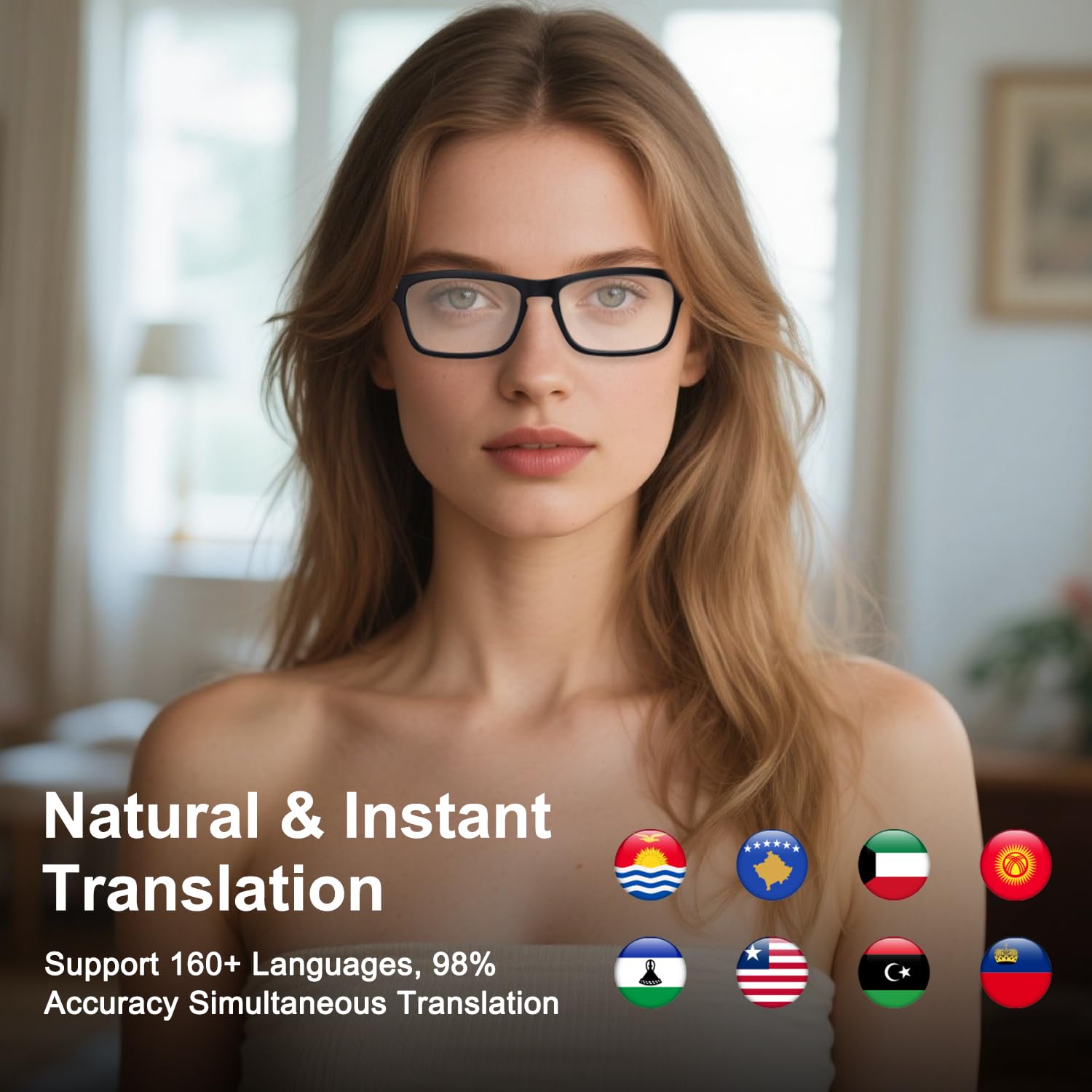 AI Bluetooth Smart Glasses – Real-time Translator for 160+ Languages