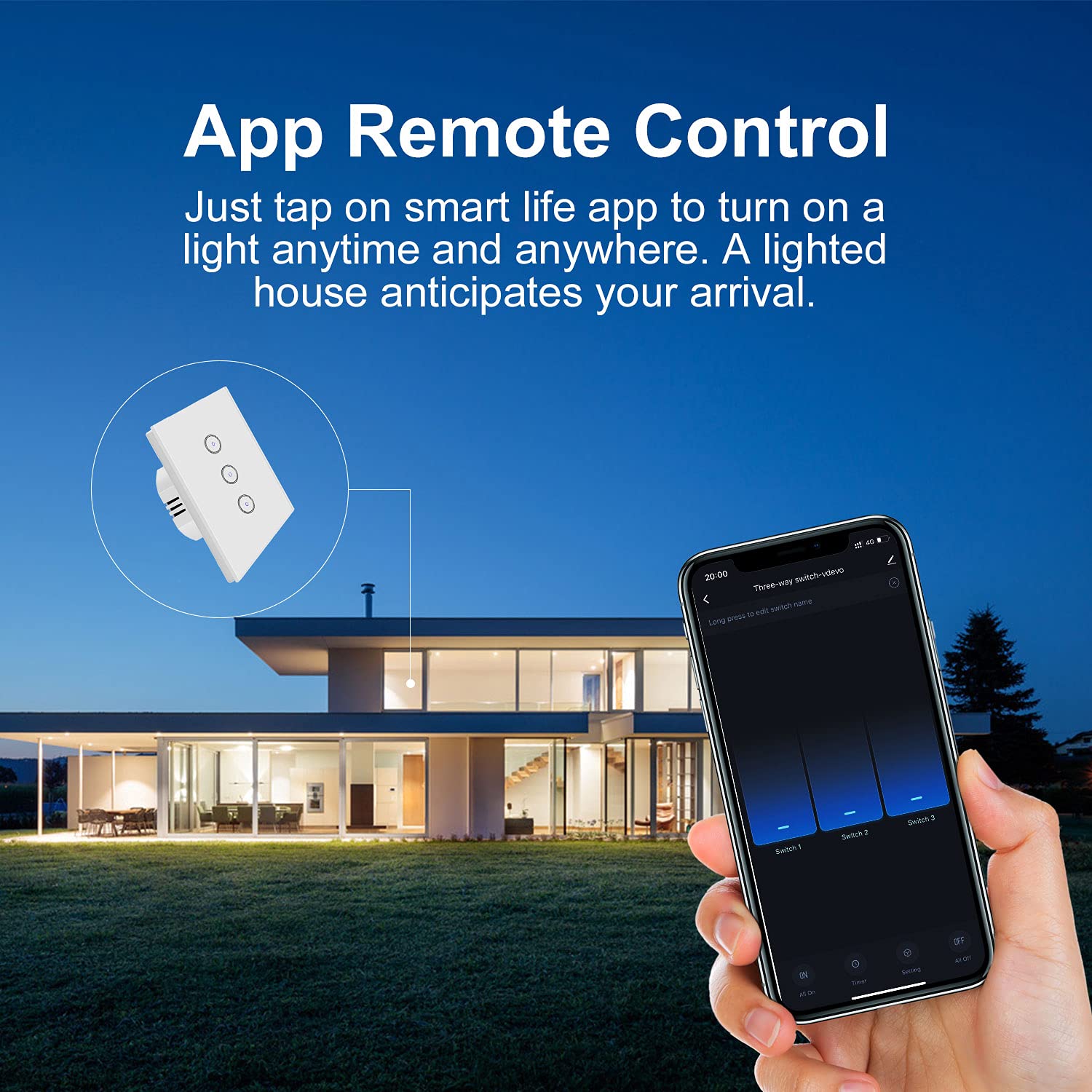 Smart Wi-Fi 3-Gang Switch - White 4 Pack