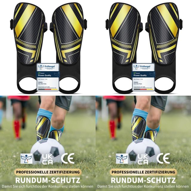 Children's Football Shin Guards with Ankle Protection – Breathable, Adjustable, Size M