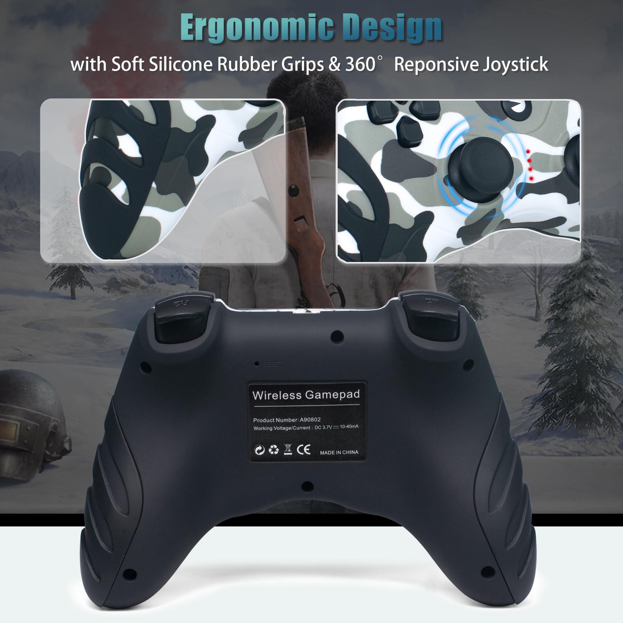 Wireless PC Gamepad Controller with Hall Effect Joysticks – Compatible with Windows/PS3