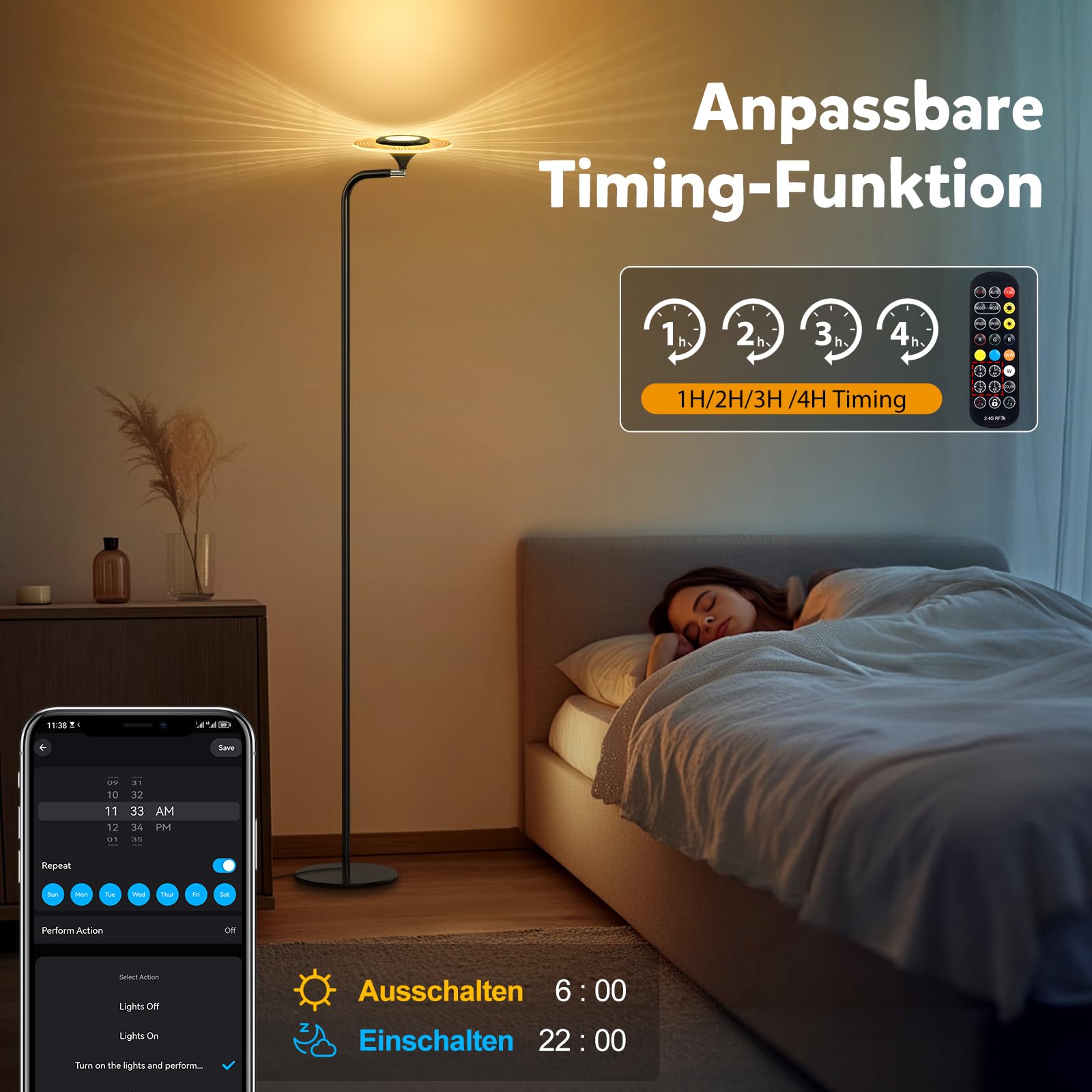 RGB Floor Lamp with Remote Control and App