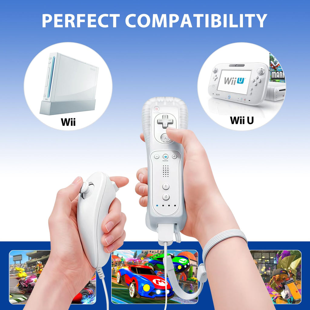GOUYESHO Replacement Remote for Wii/Wii U with Nunchuck – 2 Pack Red and White