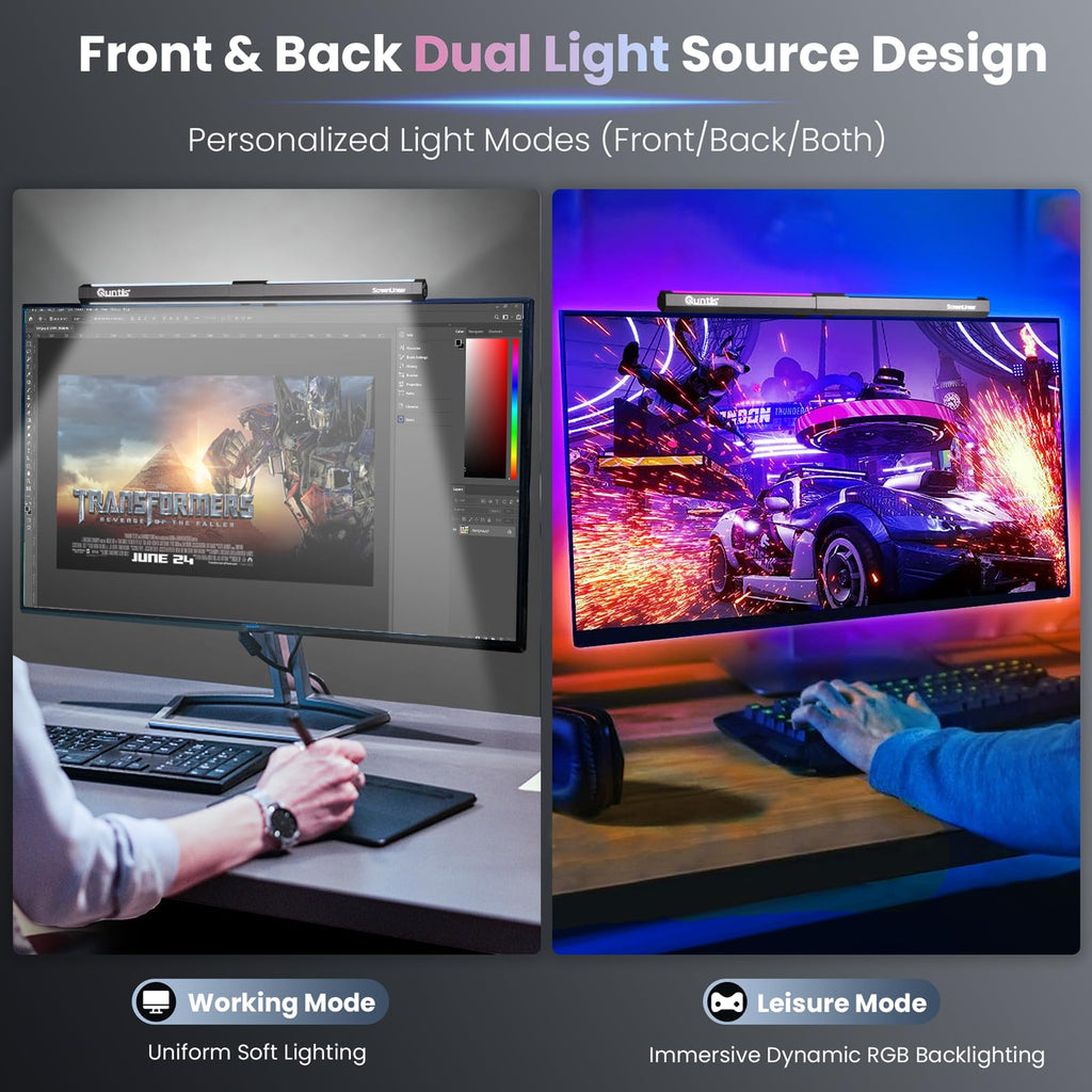 Quntis RGB Monitor Light Bar with Touch Control Anti-Blue Light 40 cm - USB