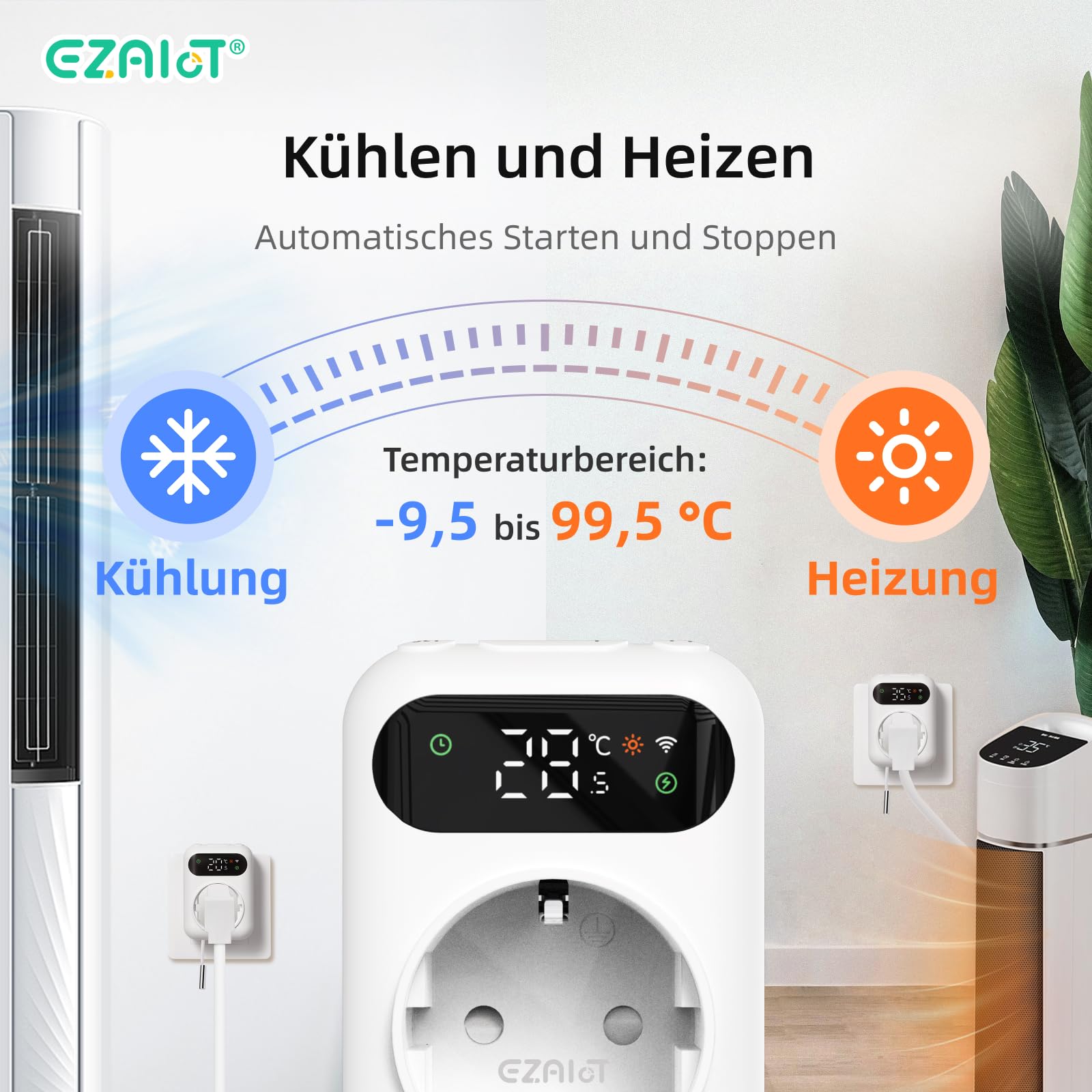 WiFi Thermostat with Timer for Heating and Cooling – Digital 230V with 3m Sensor