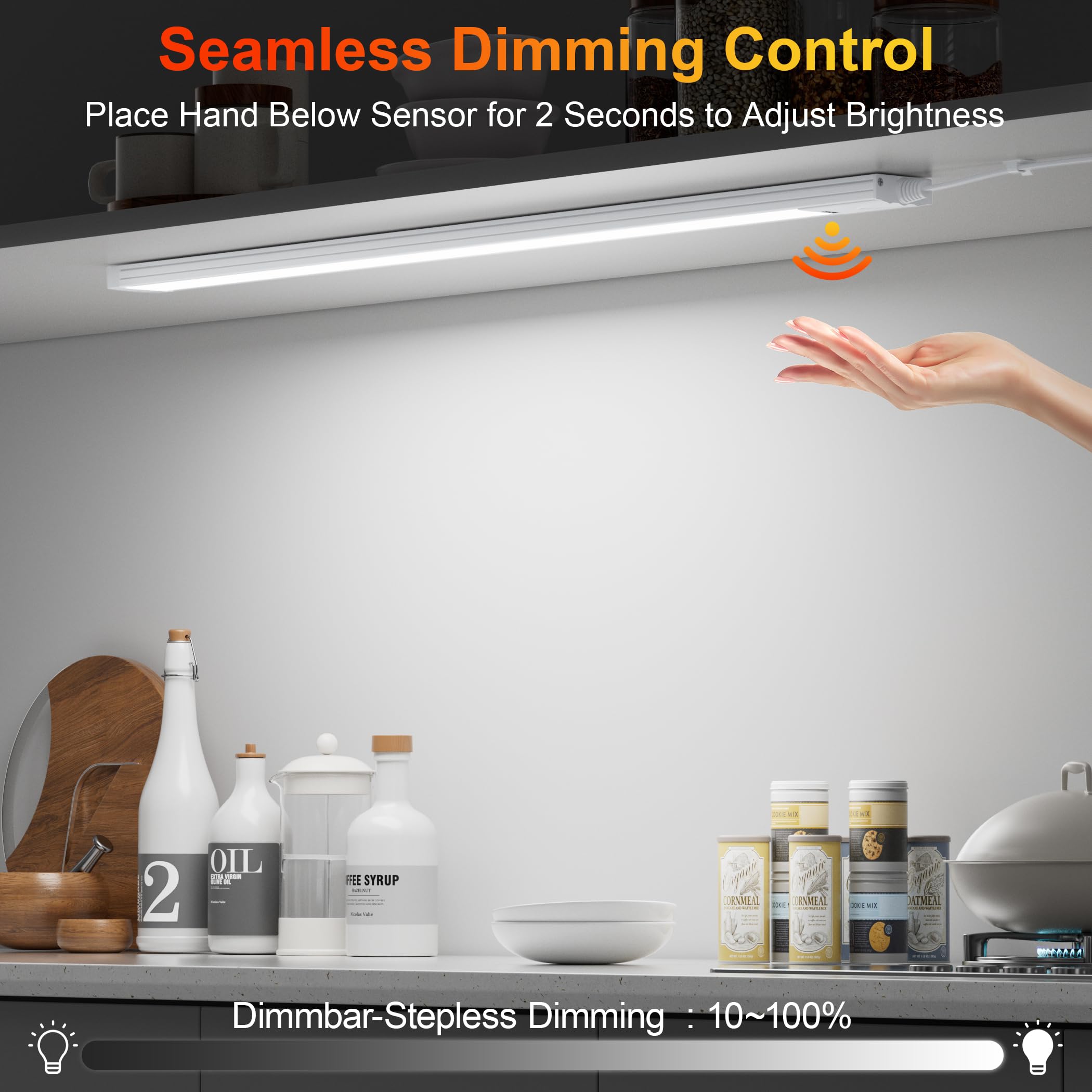 Dimmable LED Under Cabinet Lighting 2-Pack Ultra-thin Kitchen Lighting - 55cm