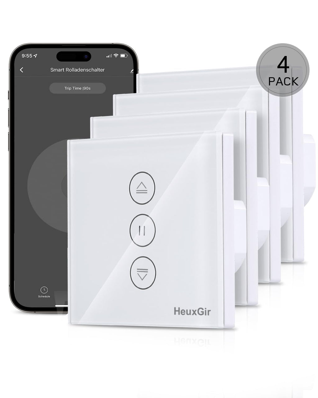 HEUXGIR WiFi Blind Timer Smart Switch Compatible with Alexa/Google Home – 4 pcs