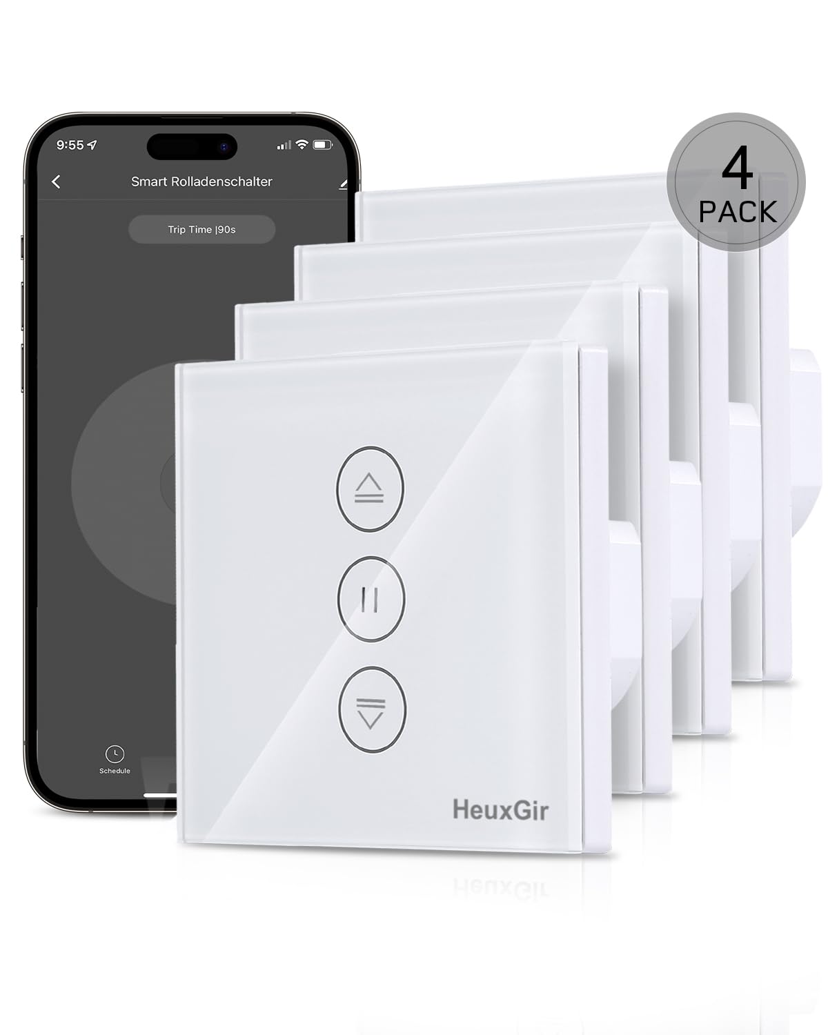 HEUXGIR WiFi Blind Timer Smart Switch Compatible with Alexa/Google Home – 4 pcs