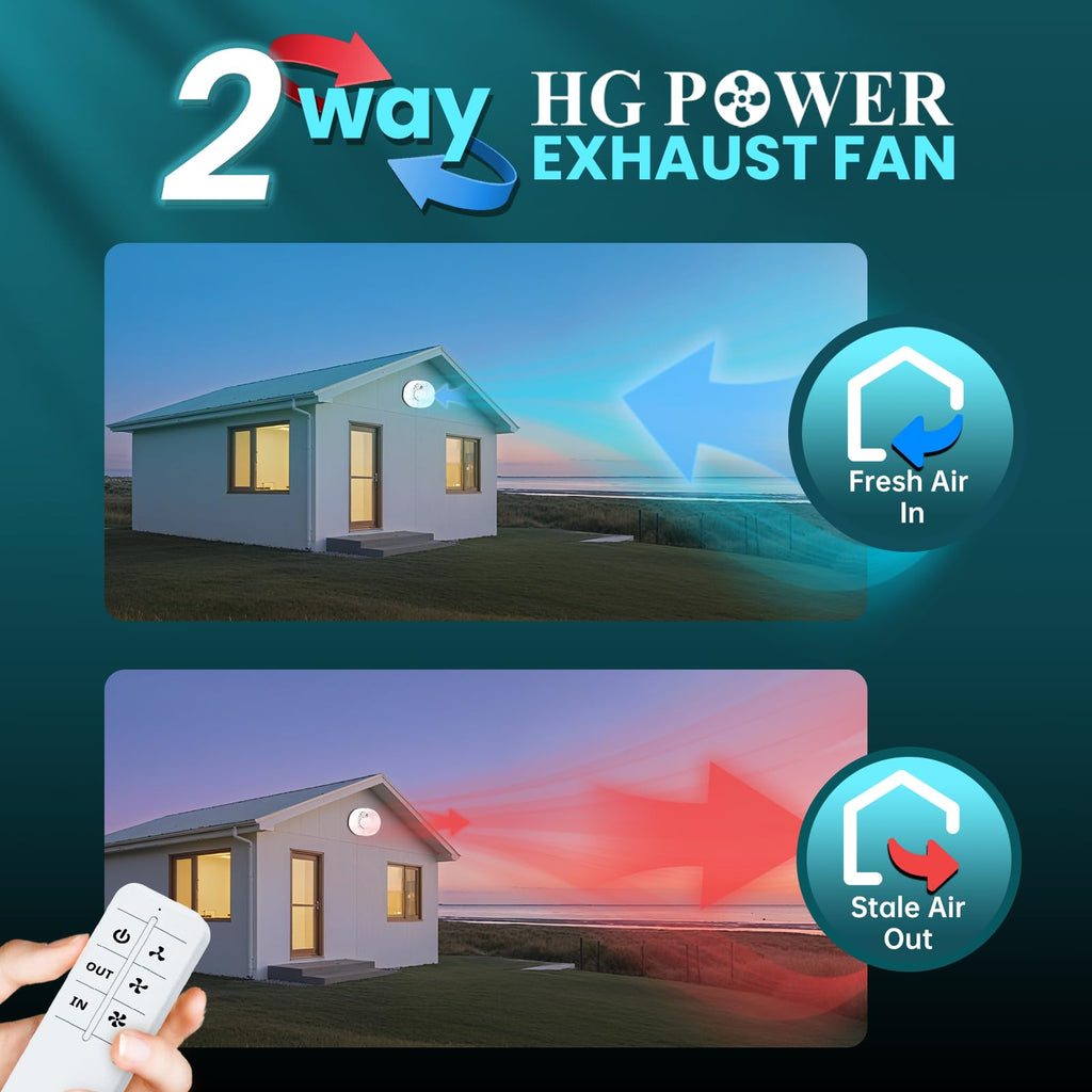 Extractor fan 200mm 2-way remote control quiet - Bathroom, Kitchen, Garage