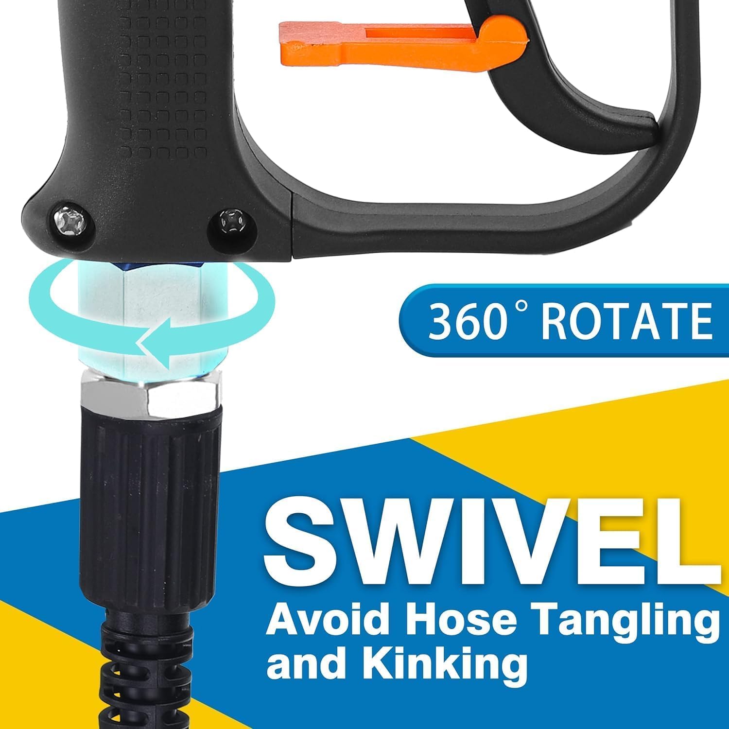 Pressure washer gun 360° rotating handle 5 nozzles, M22 and 6.35mm quick connector – M22/14mm/6.35mm