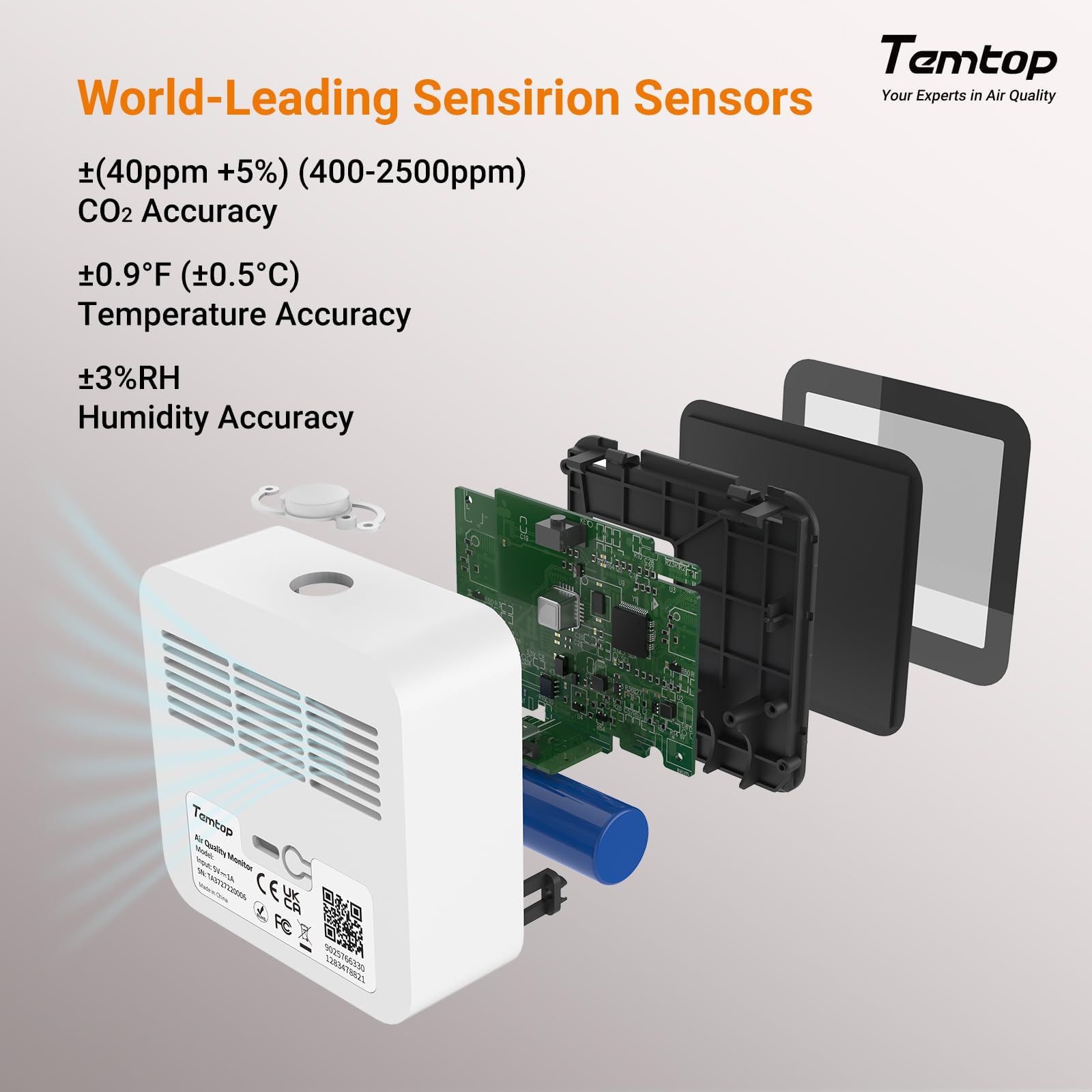 Temtop C10-2ND Bluetooth CO2 Meter Indoor Air Quality Monitor