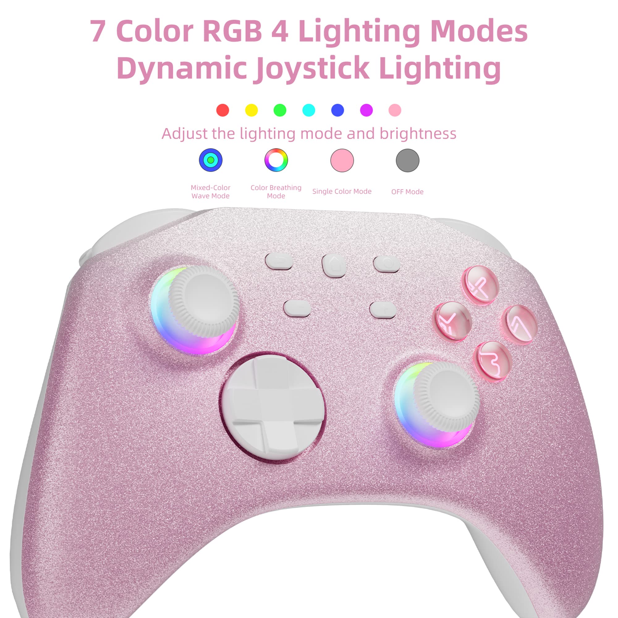 Pink Wireless LED Controller for Switch Multifunctional - Compatible with Switch/Lite/OLED