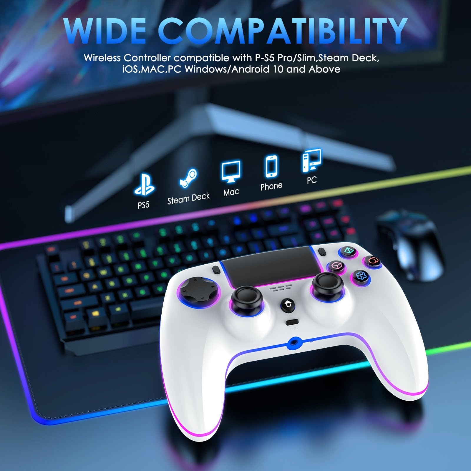 Wireless RGB Gaming Controller - Black