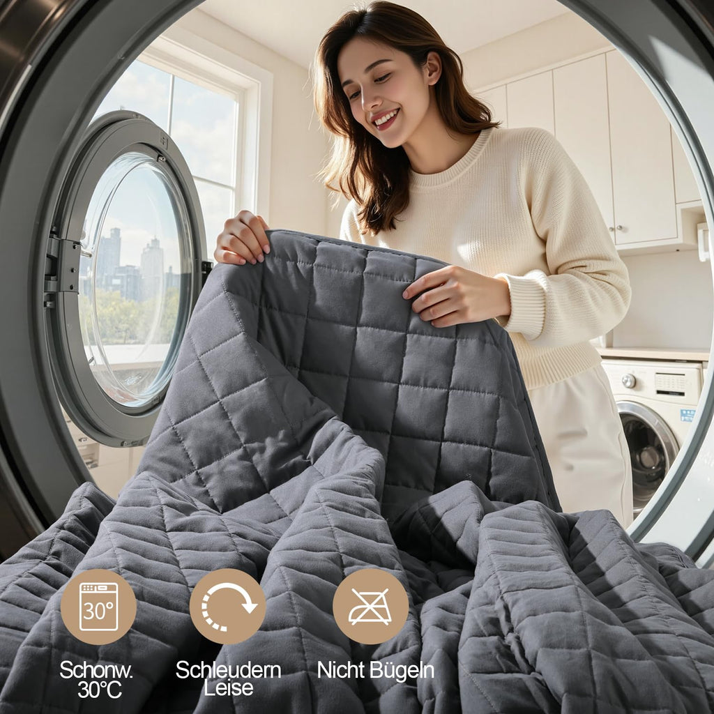 KANKAEU Weighted Blanket 9kg – 150x200cm, Glass Beads, Pressure Therapy, Better Sleep
