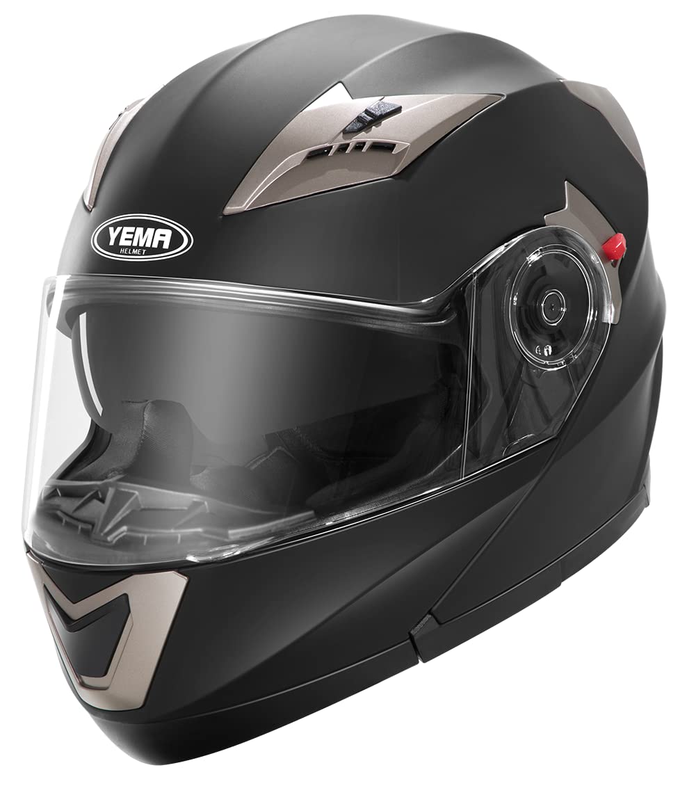 Kask Motocyklowy Modułowy YEMA YM-925 – Matowa Czerń, Rozmiar S (55-56 cm)