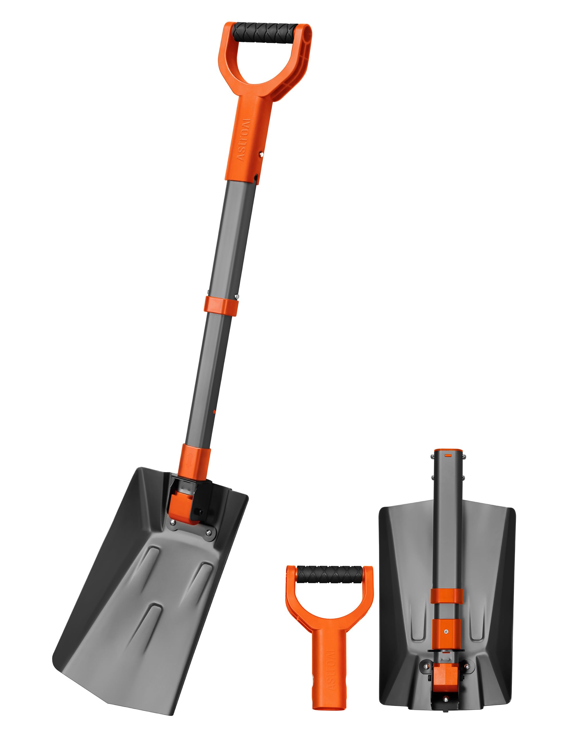 Extendable snow shovel with reinforced aluminum handle - Portable for winter use