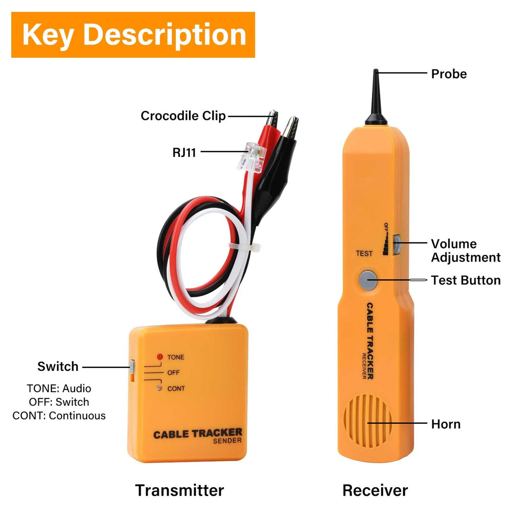 Multifunction RJ11 Network Tester with Tone Generator and Probe – Cable Tracing