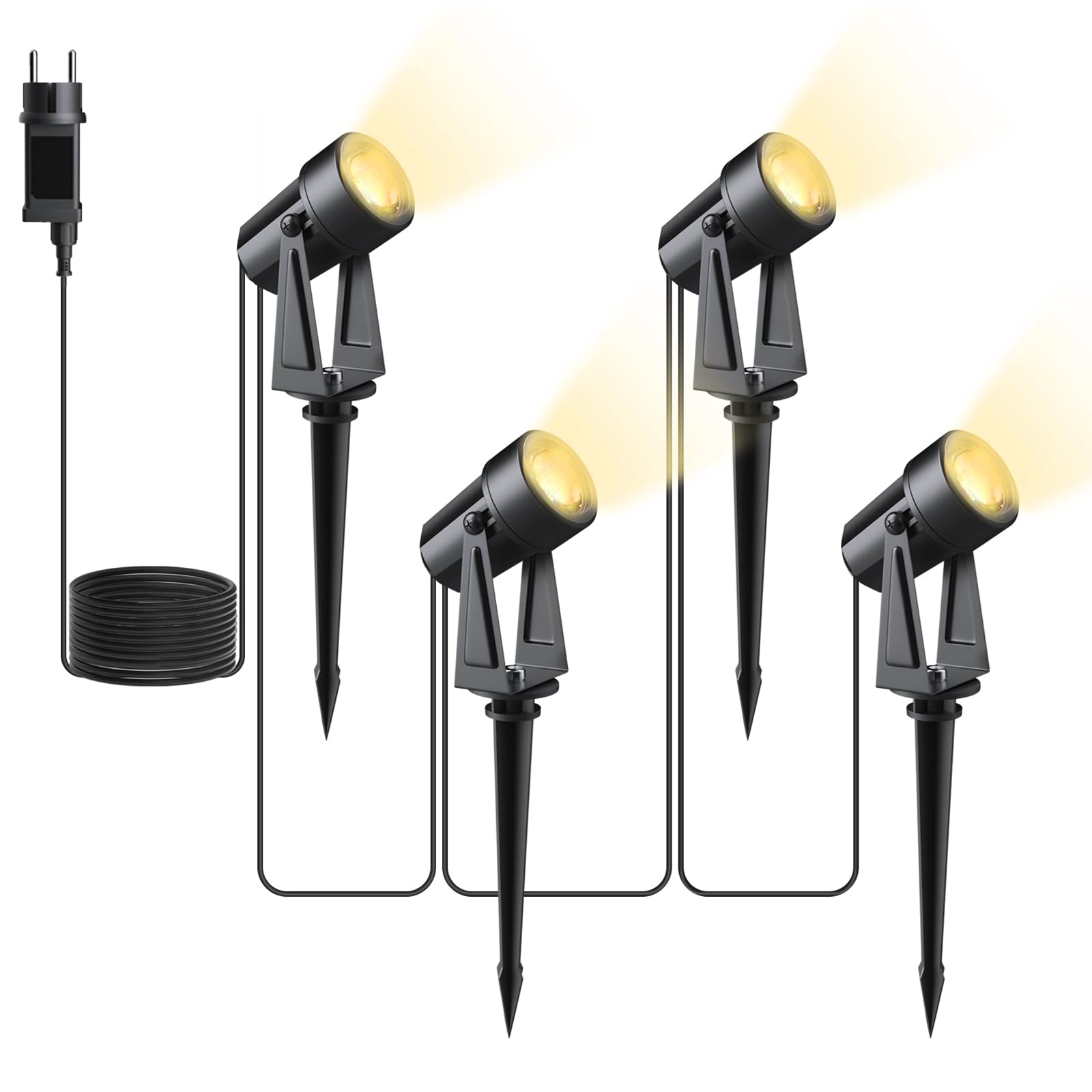 Svater LED Garden Lights 4-piece Outdoor Spotlights IP65 Waterproof Set – Warm White