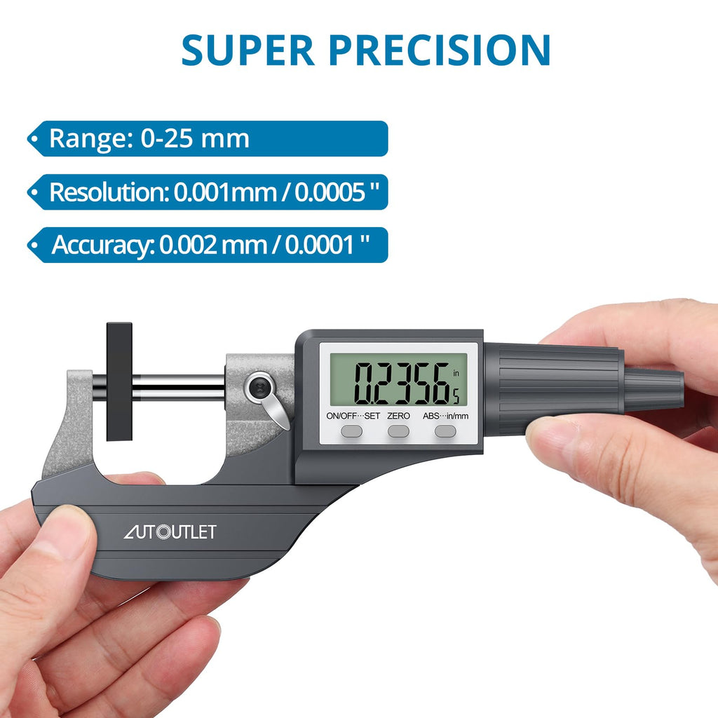 Digital Micrometer 0-25mm High Precision – Grey