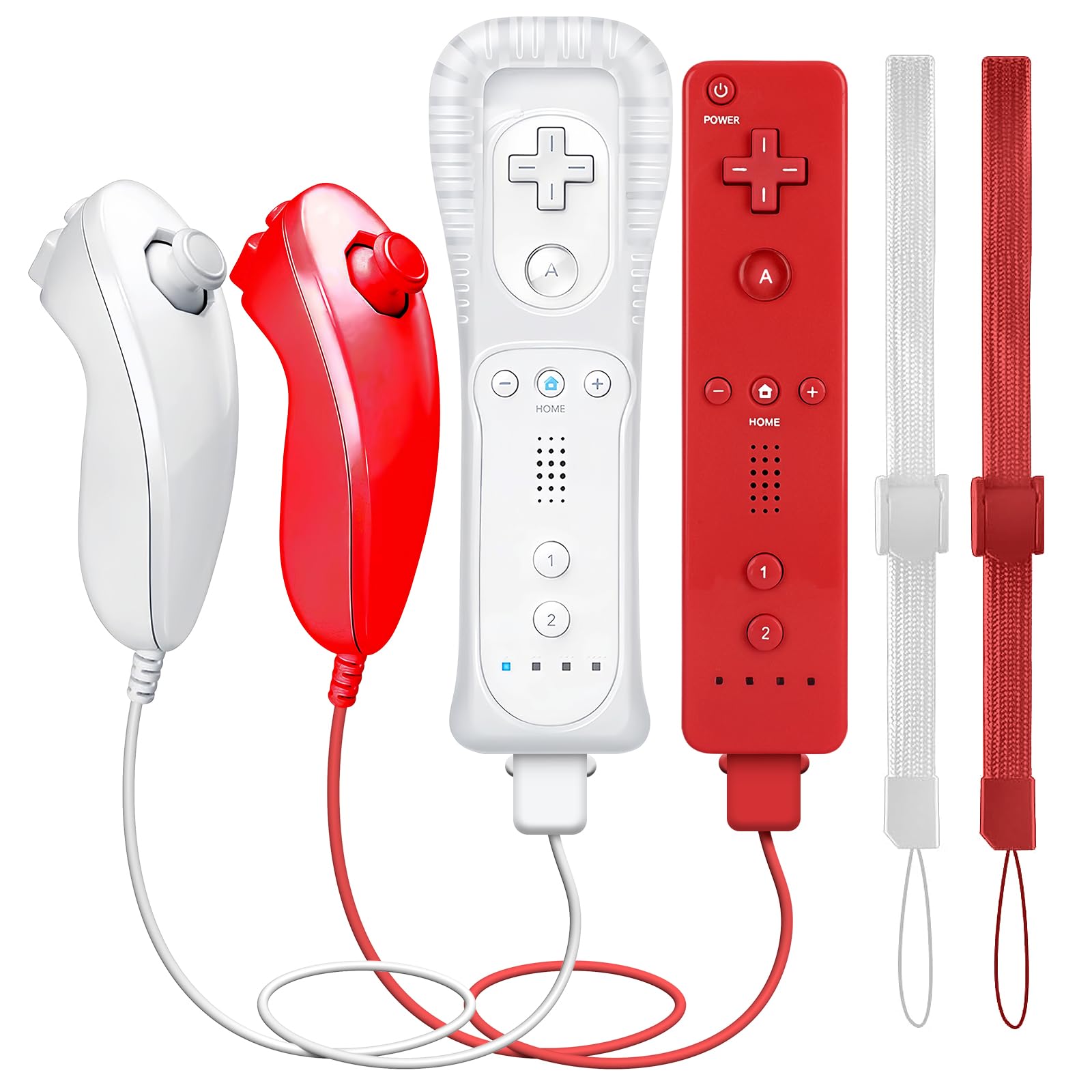 GOUYESHO Replacement Remote for Wii/Wii U with Nunchuck – 2 Pack Red and White
