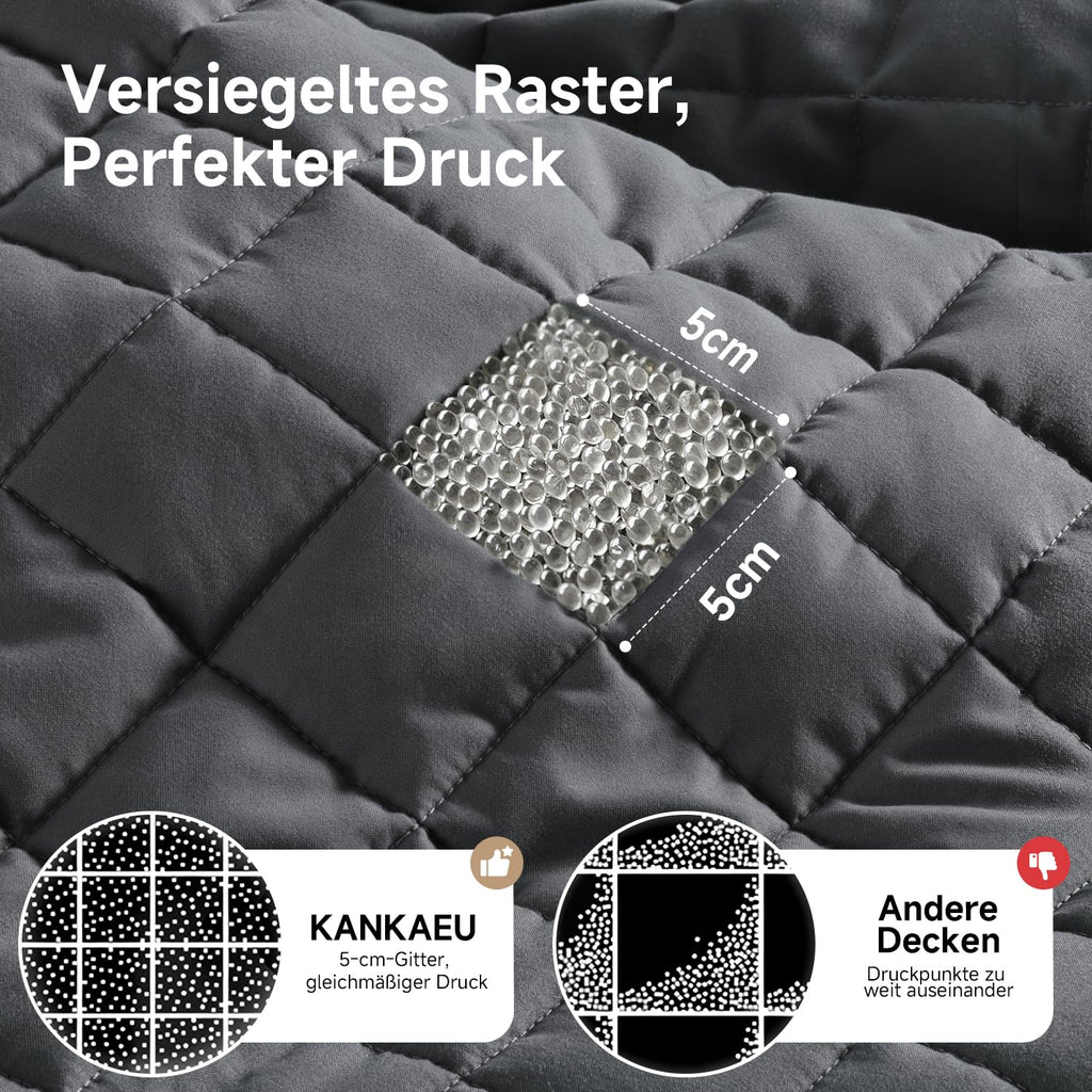 KANKAEU Weighted Blanket 9kg – 150x200cm, Glass Beads, Pressure Therapy, Better Sleep