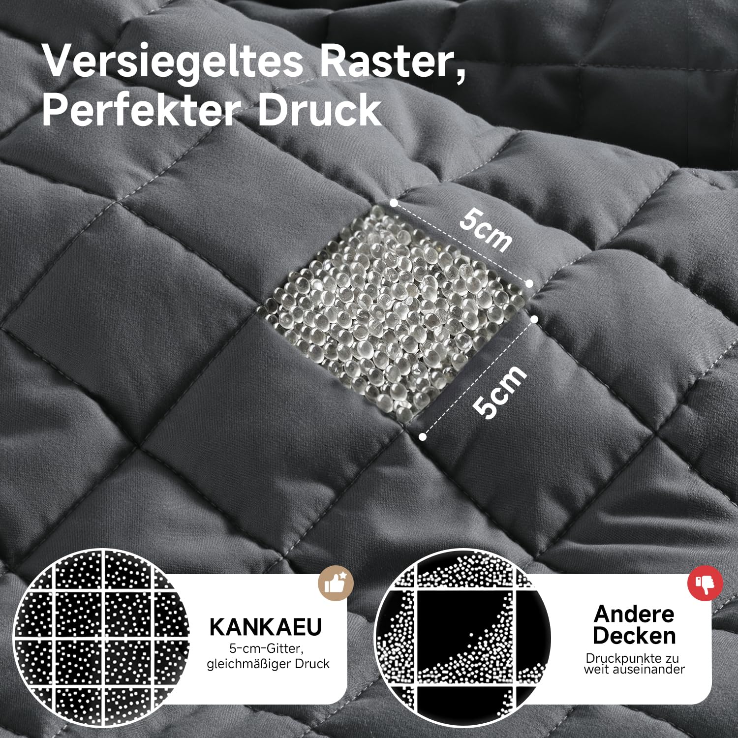 KANKAEU Weighted Blanket 9kg – 150x200cm, Glass Beads, Pressure Therapy, Better Sleep