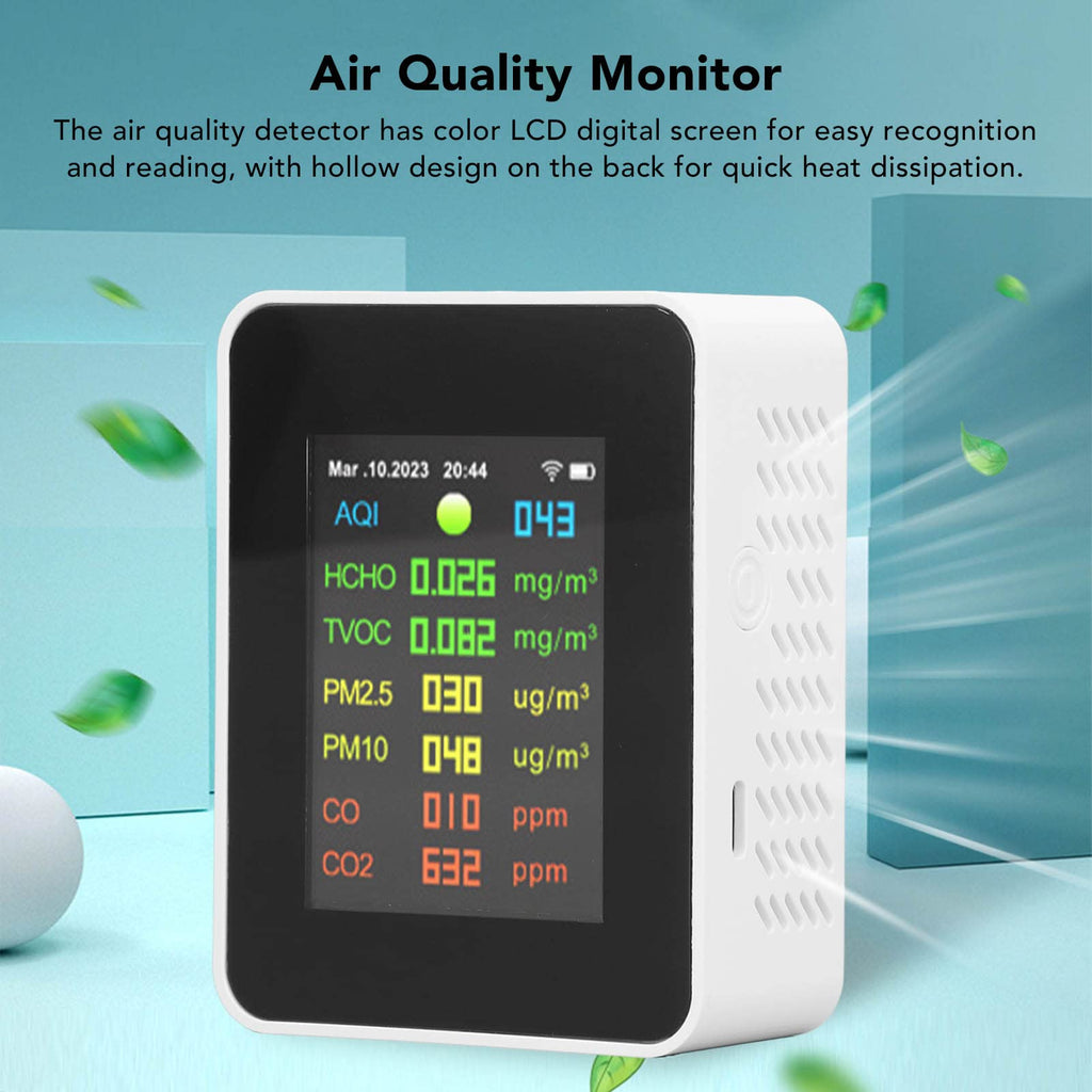 KIMISS Air Quality Monitor CO2 Detector WiFi – PM2.5, PM10, HCHO, CO