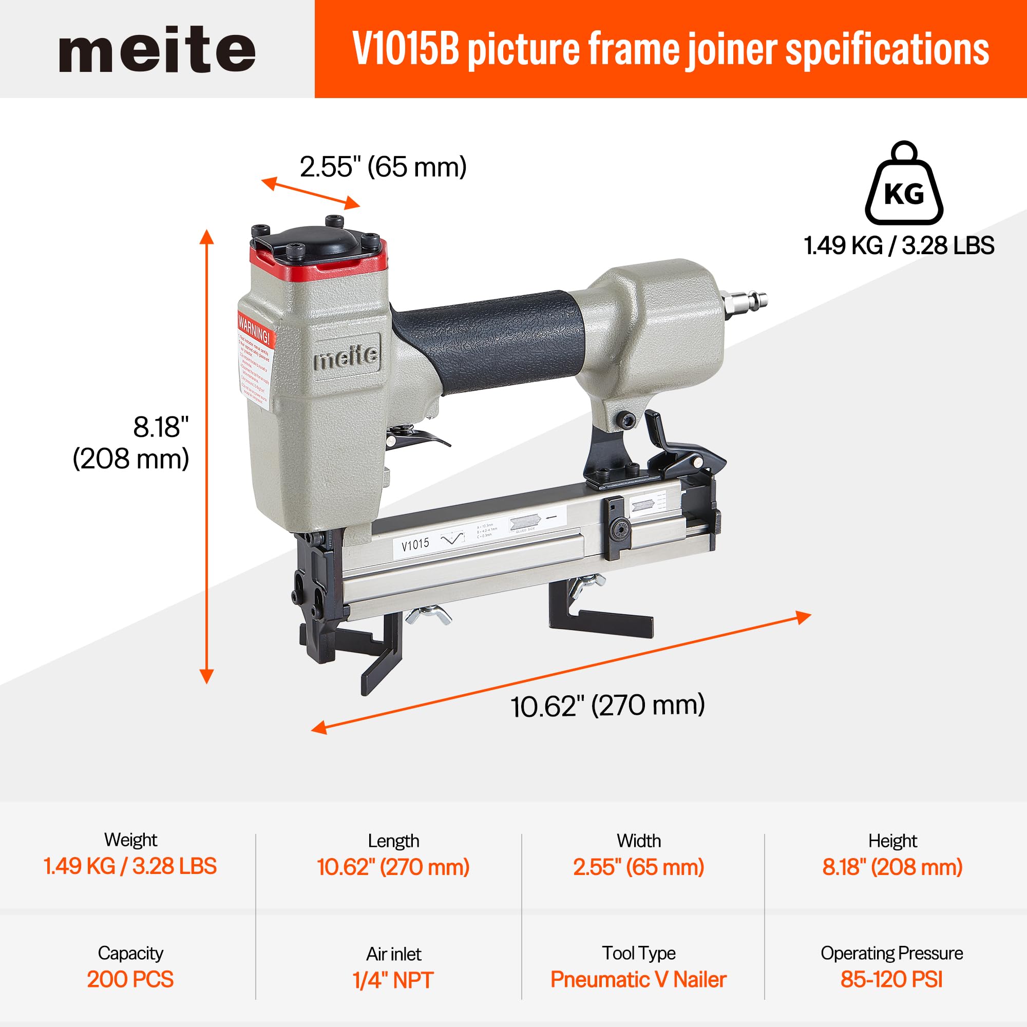 Gwoździarka pneumatyczna meite F50G – pistolet do gwoździ Brad 18G (10–50 mm)