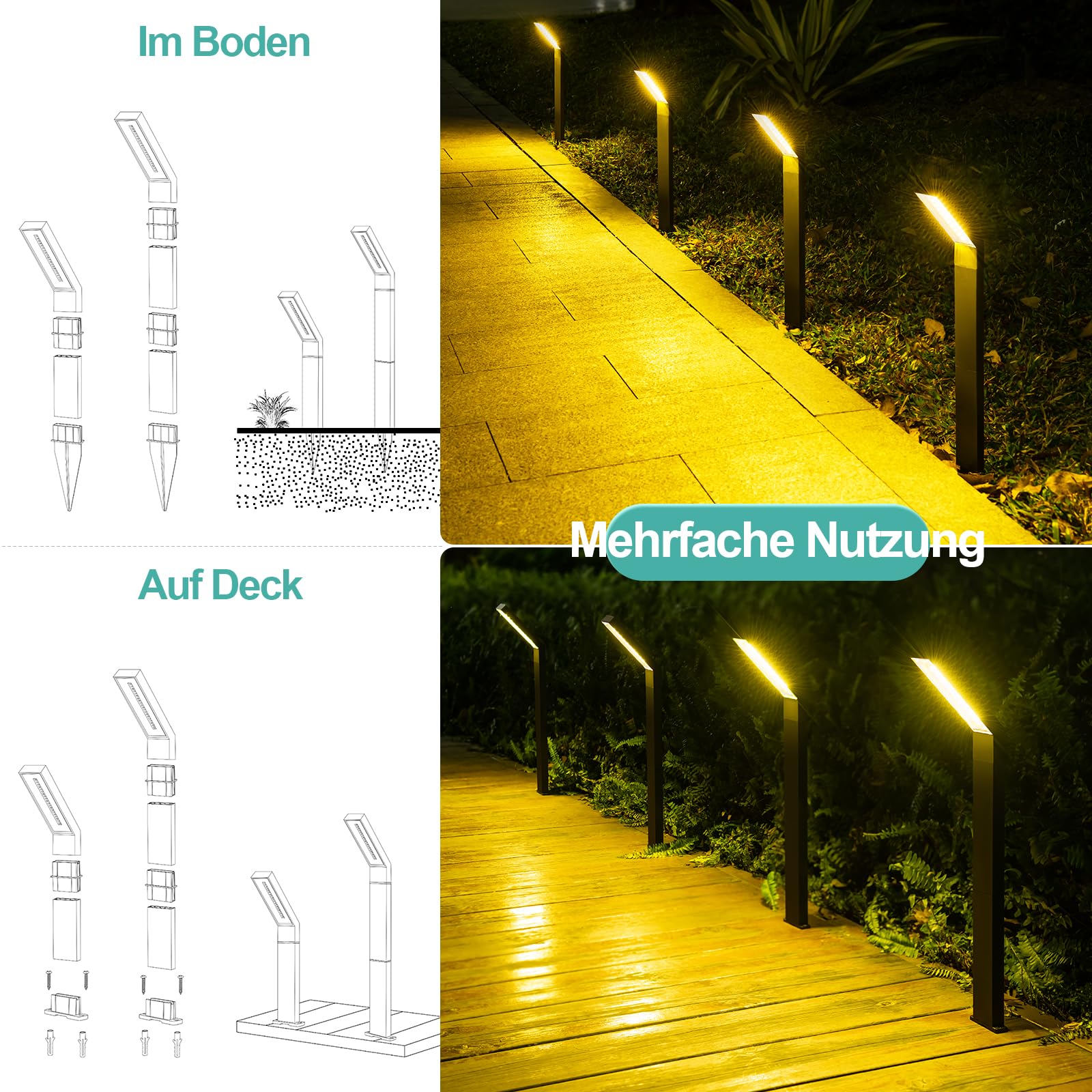 Solar LED Spotlight 4-pack 20 LEDs IP55 Waterproof – 3 Colors