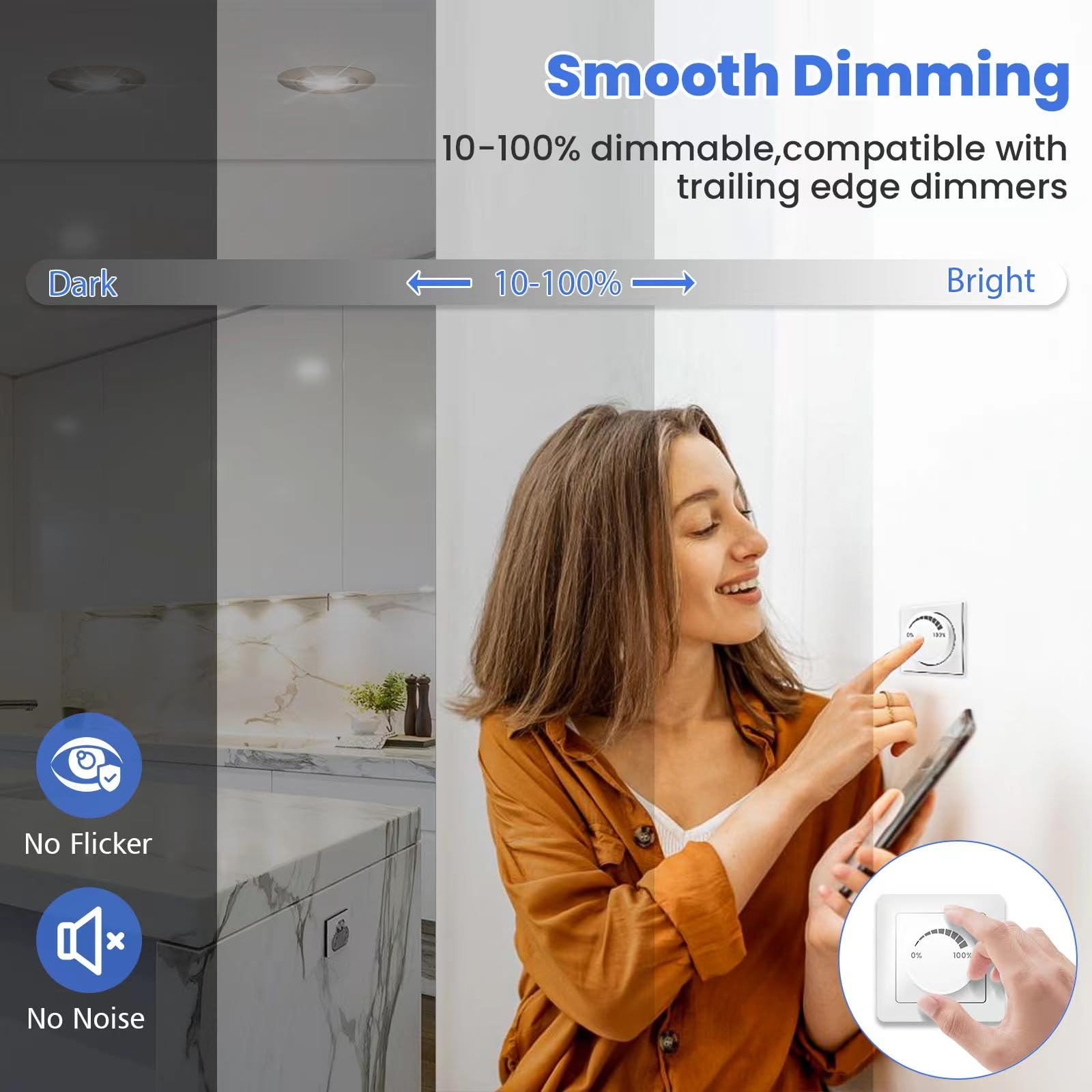 5W IP44 Dimmable Recessed LED Downlight for Bathroom, Kitchen, Living Room – Warm White