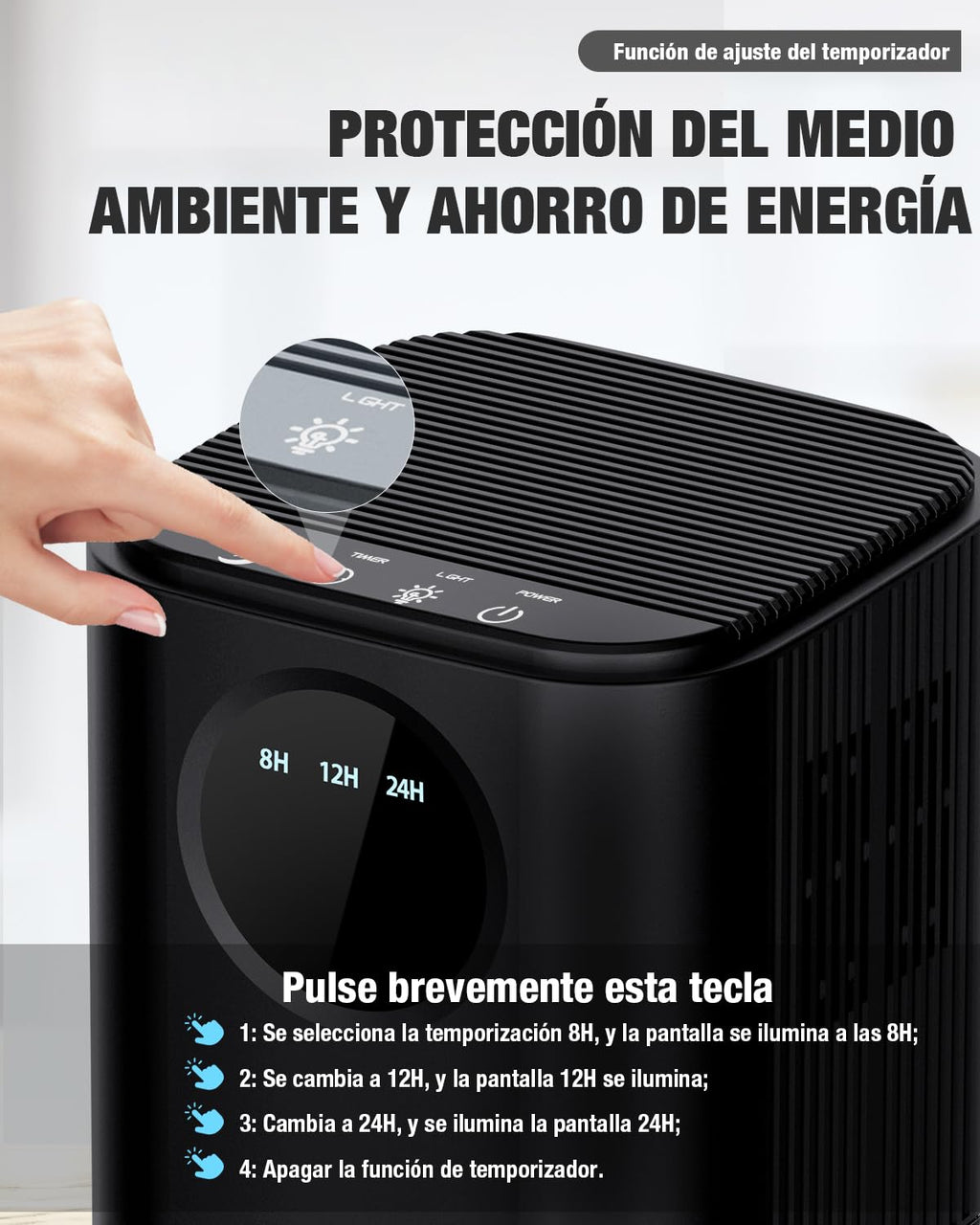 Elektryczny osuszacz powietrza Timer Cichy 7-kolorowe światło nocne Automatyczne wyłączanie – Czarny 1700ml (Kopia)