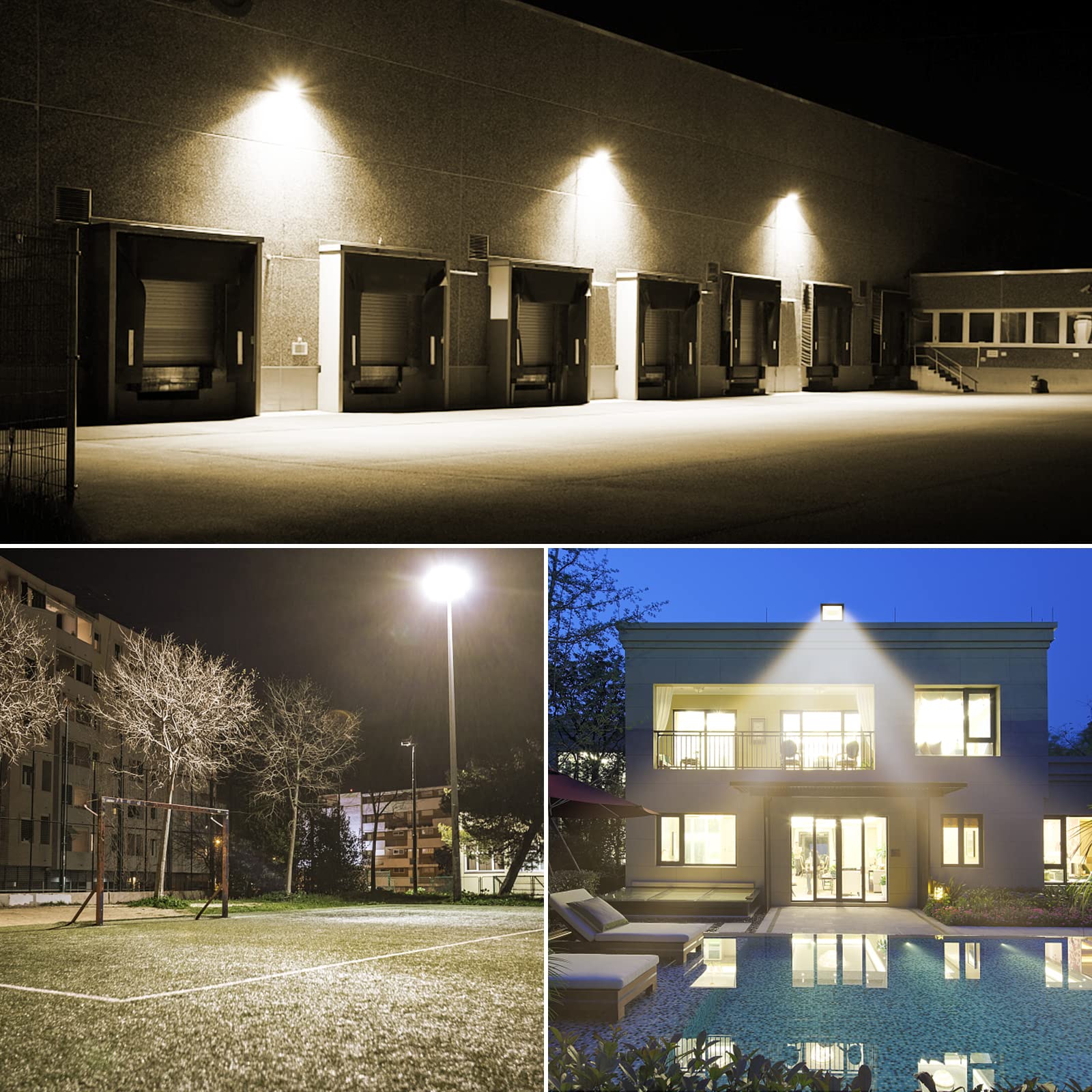 100W Outdoor LED Floodlights – 10000LM, IP66, Warm White (2-pack)