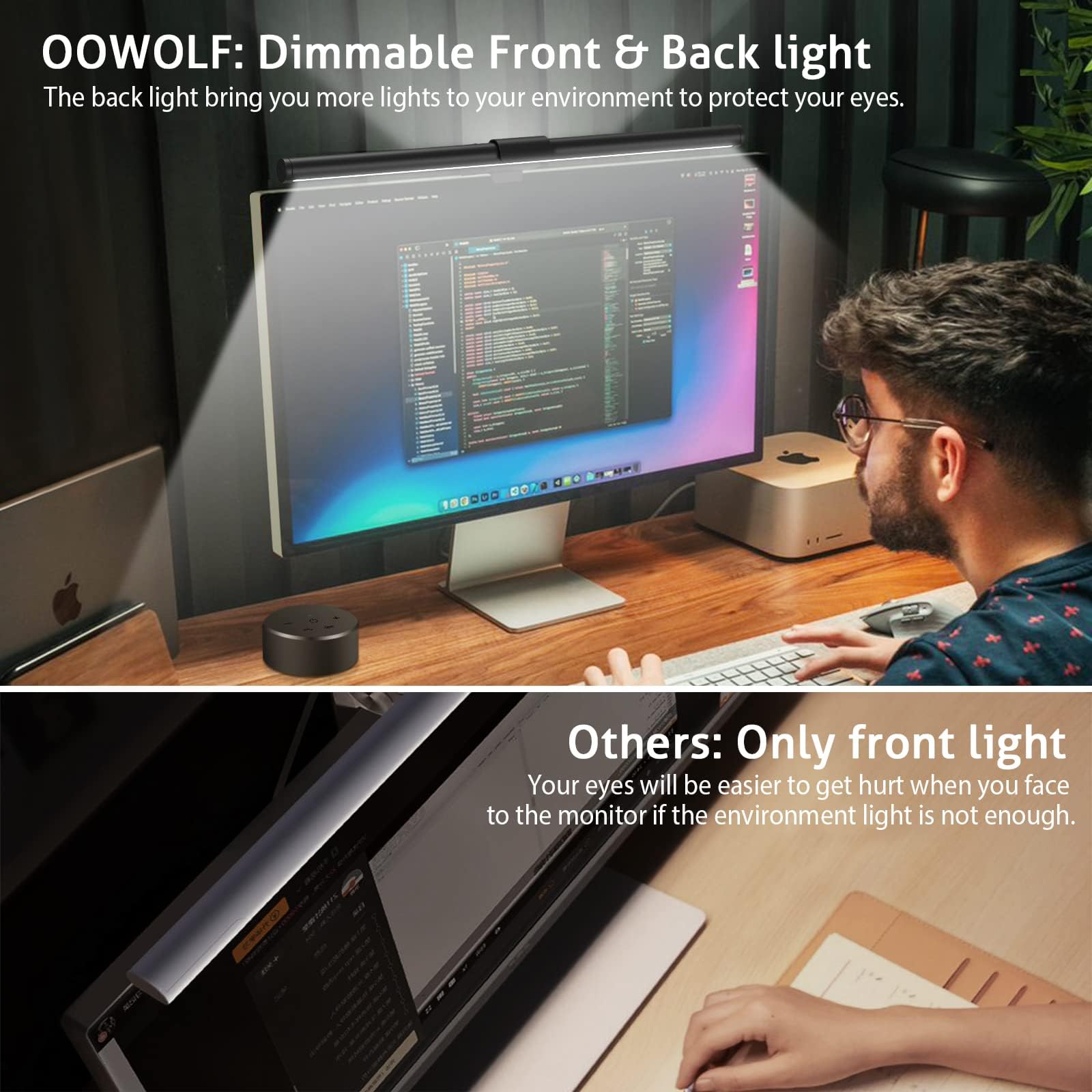 Dimmable LED Monitor Light Bar with Remote Control – Black