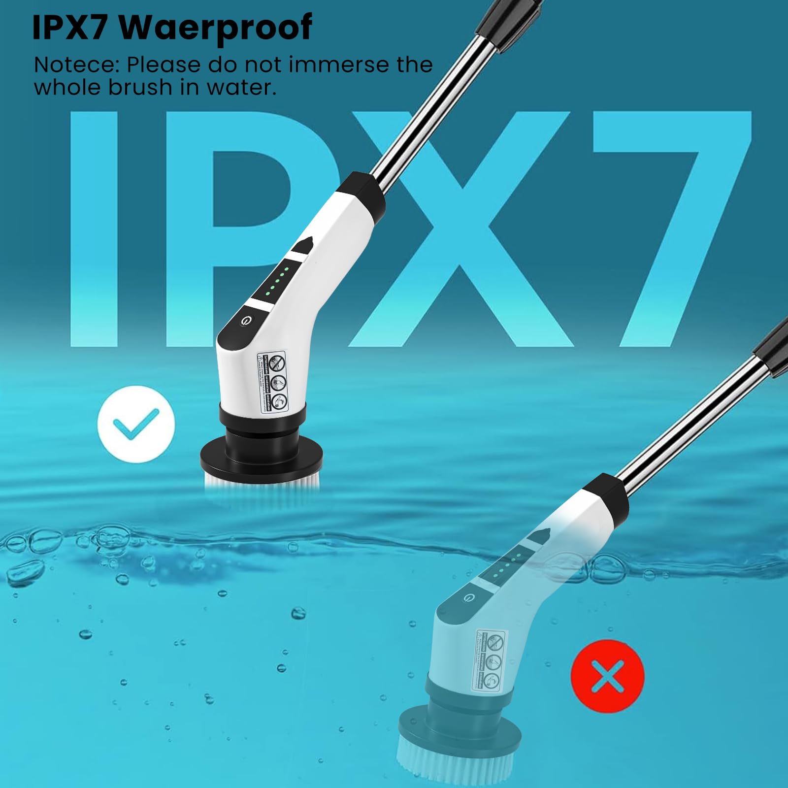 Electric Cleaning Brush with 9 Heads, Two-Speed Adjustment, Extendable Handle – Multifunctional