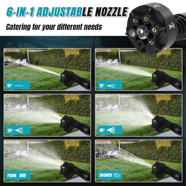 WingFly Cordless Pressure Washer Compatible with Makita 18V for Outdoor Cleaning - Black