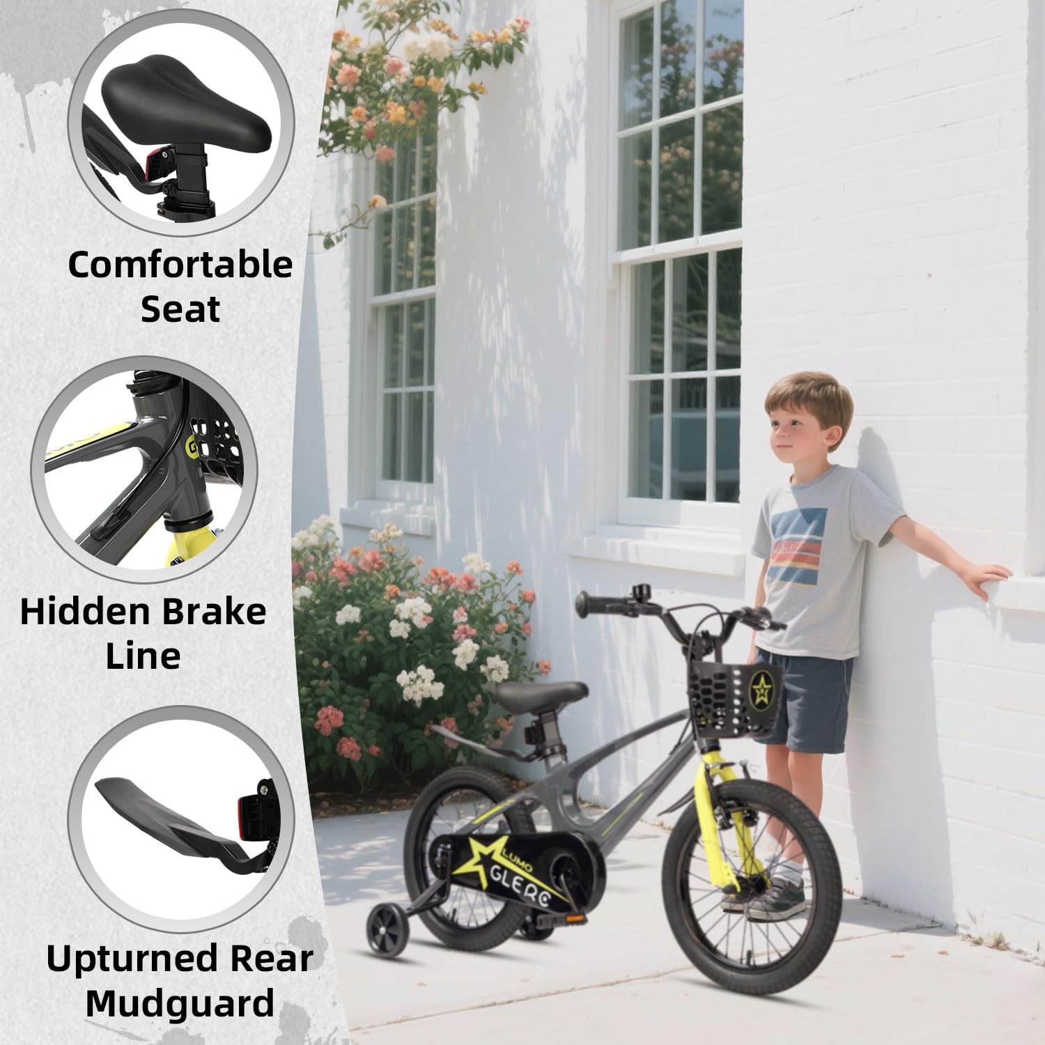 Glerc Lumo Kids' Bike 14 inch – Lightweight Magnesium Frame, Black-Blue, For Children 3-5 years