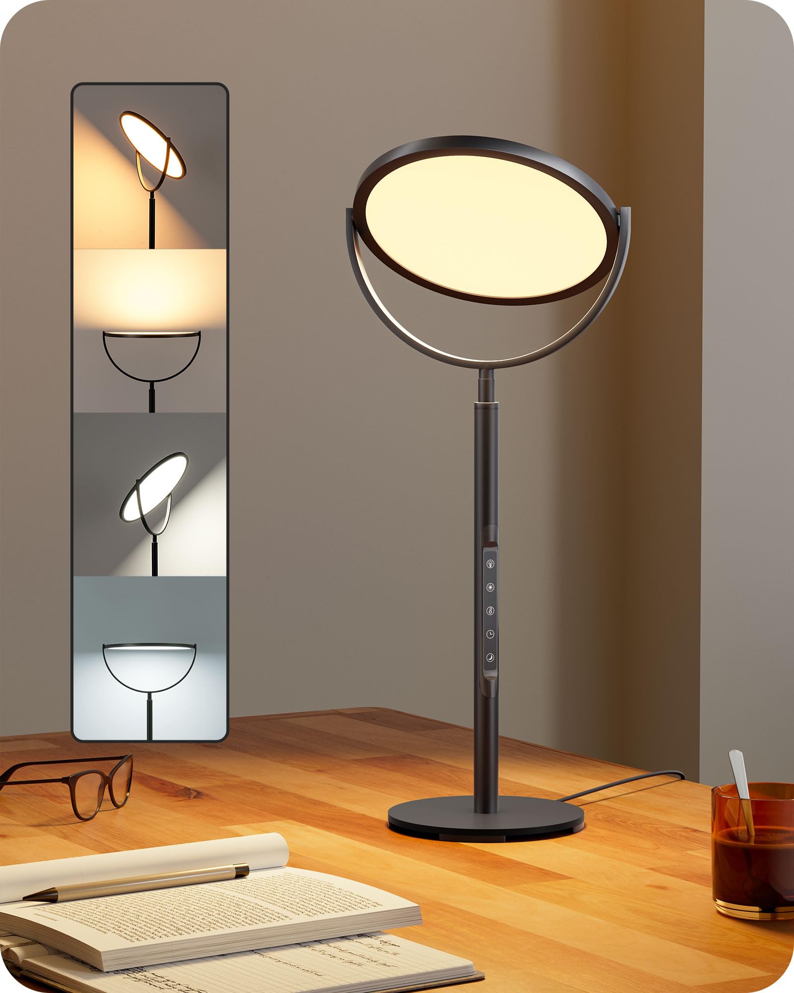 LED Desk Lamp 300° Rotatable Touch Dimmable 5 Brightness Levels - Black