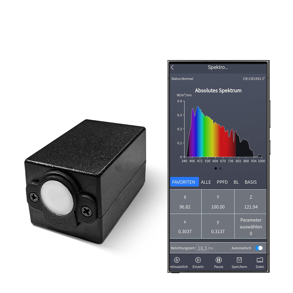 Portable Spectrometer Light Meter 340-1000nm CCT CRI PAR PPFD with USB-C and App – USB-C