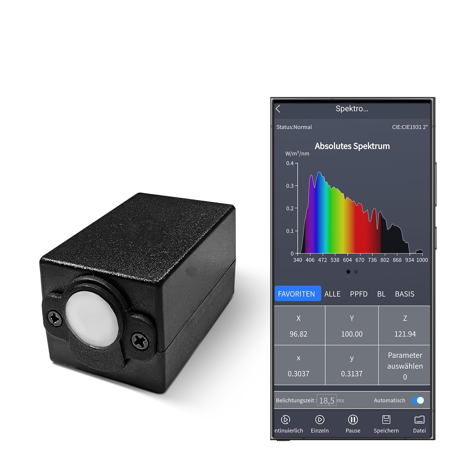 Portable Spectrometer Light Meter 340-1000nm CCT CRI PAR PPFD with USB-C and App – USB-C