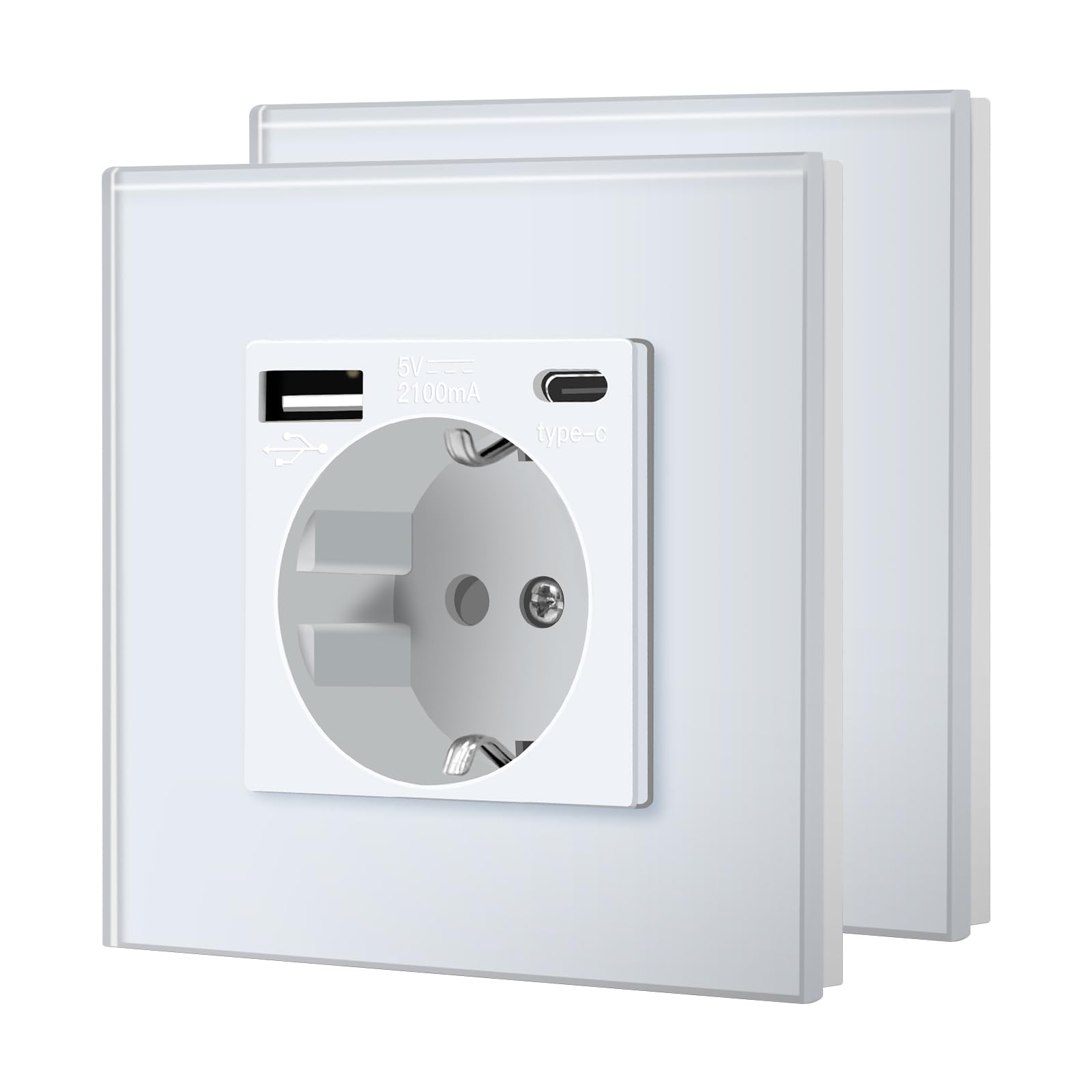 BSEED Schuko Wall Socket with USB C 2.1A – White