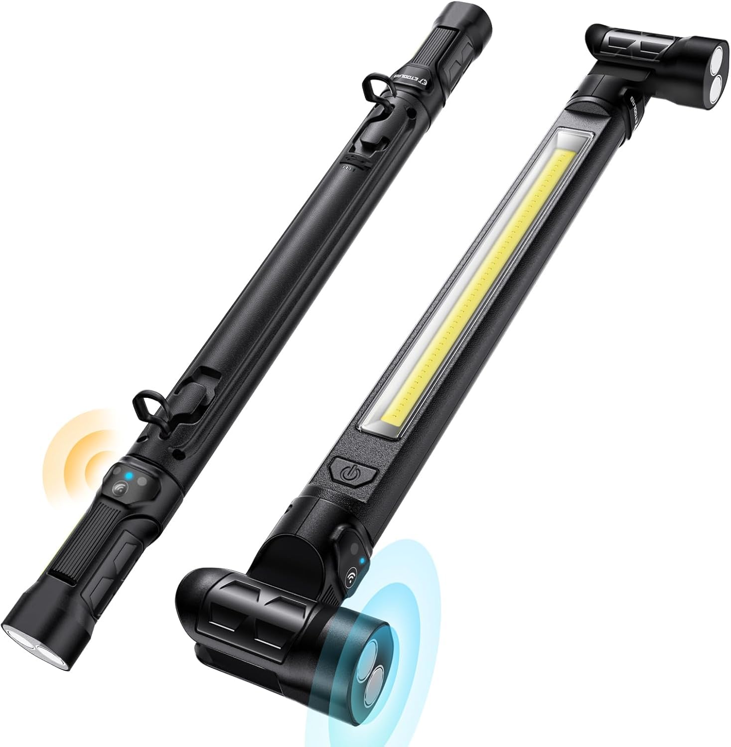 LED workshop lamp 1200 lm 5200 mAh magnets hook 360° presence sensor – Black